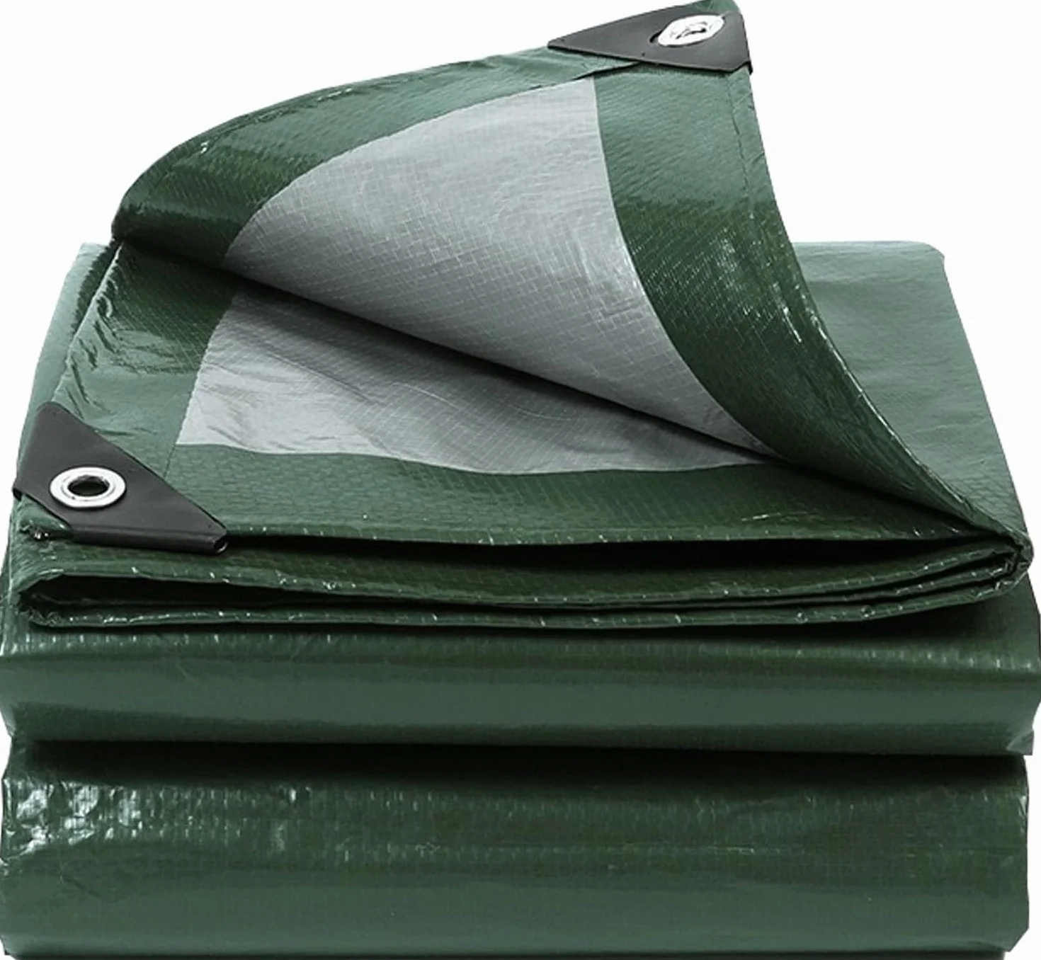 Lona de cobertura, 3 x 6 m, verde militar, plata, impermeable, con ojales, 130 g/m², resistente a los rasguños, a los rayos UV, resistente al moho, lona multiusos para muebles de jardín, madera