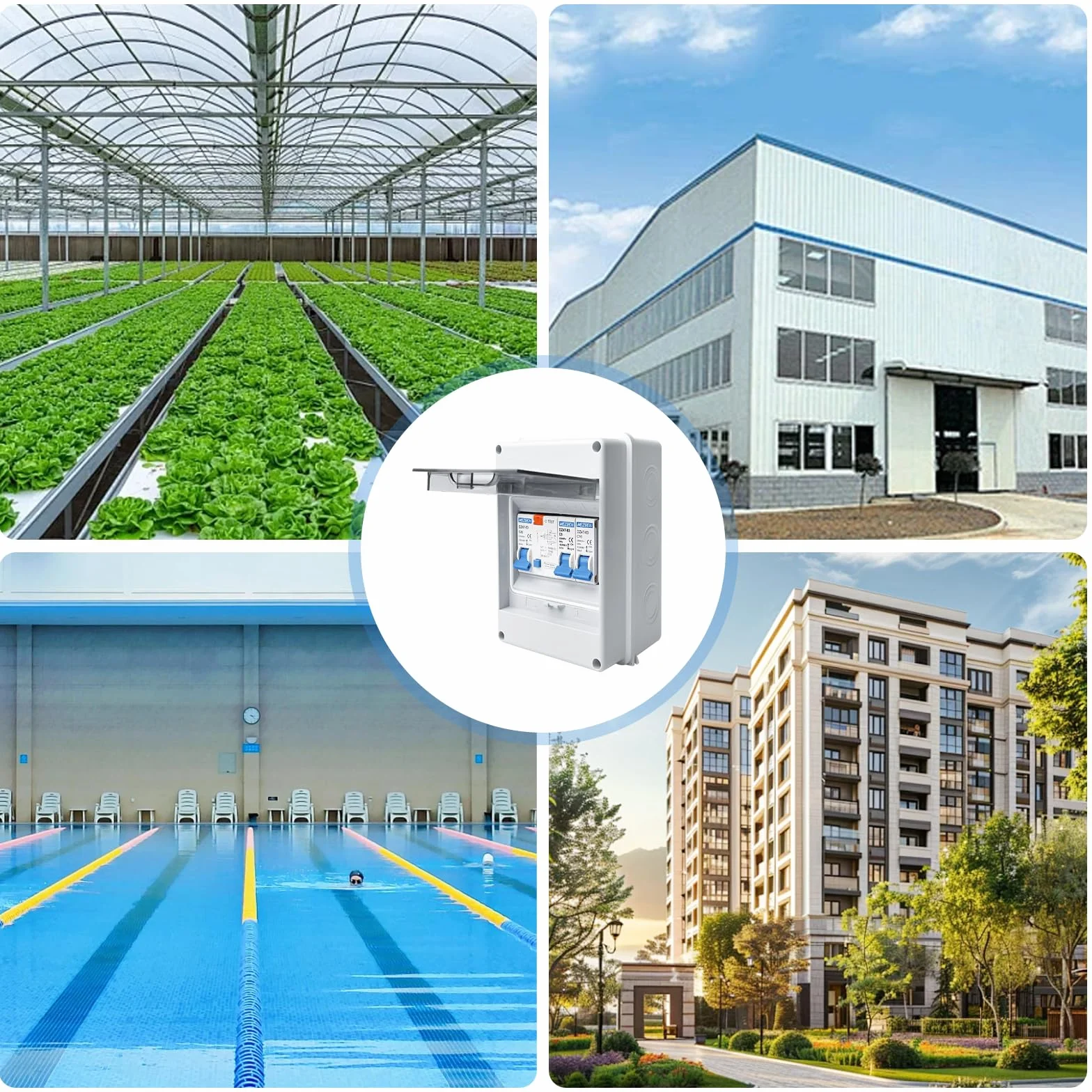 Caja de fusibles para montaje en superficie, IP65, subdistribución, con disyuntor, caja de distribución para jardín o exteriores, villas, columnas de carga