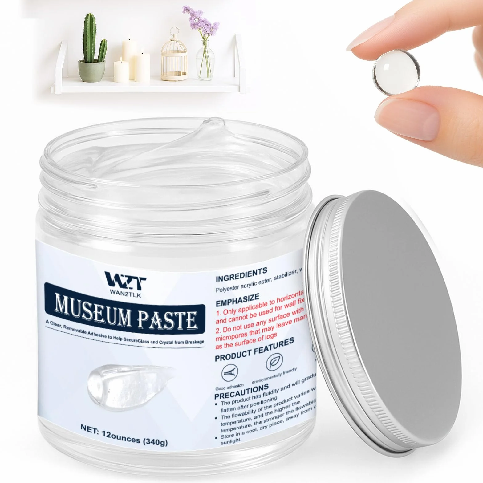 Museum Gel 340g, museum putty, masilla de gel extraíble, cera de museo reutilizable, para la protección de artefactos y objetos frágiles, antigüedades, vidrio y cerámica
