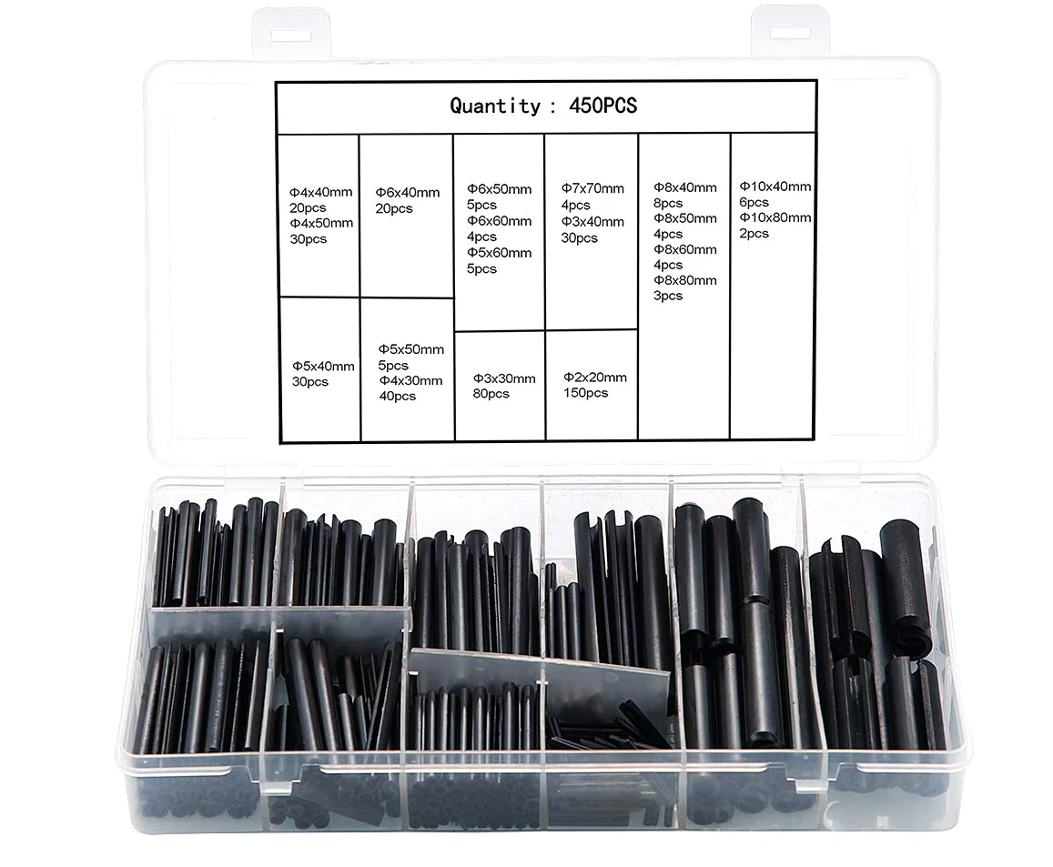 450pcs Inoxidable Acero Fendue Resort de Resorte Kit, Primavera Cheville Tension Roller Fendue Broches