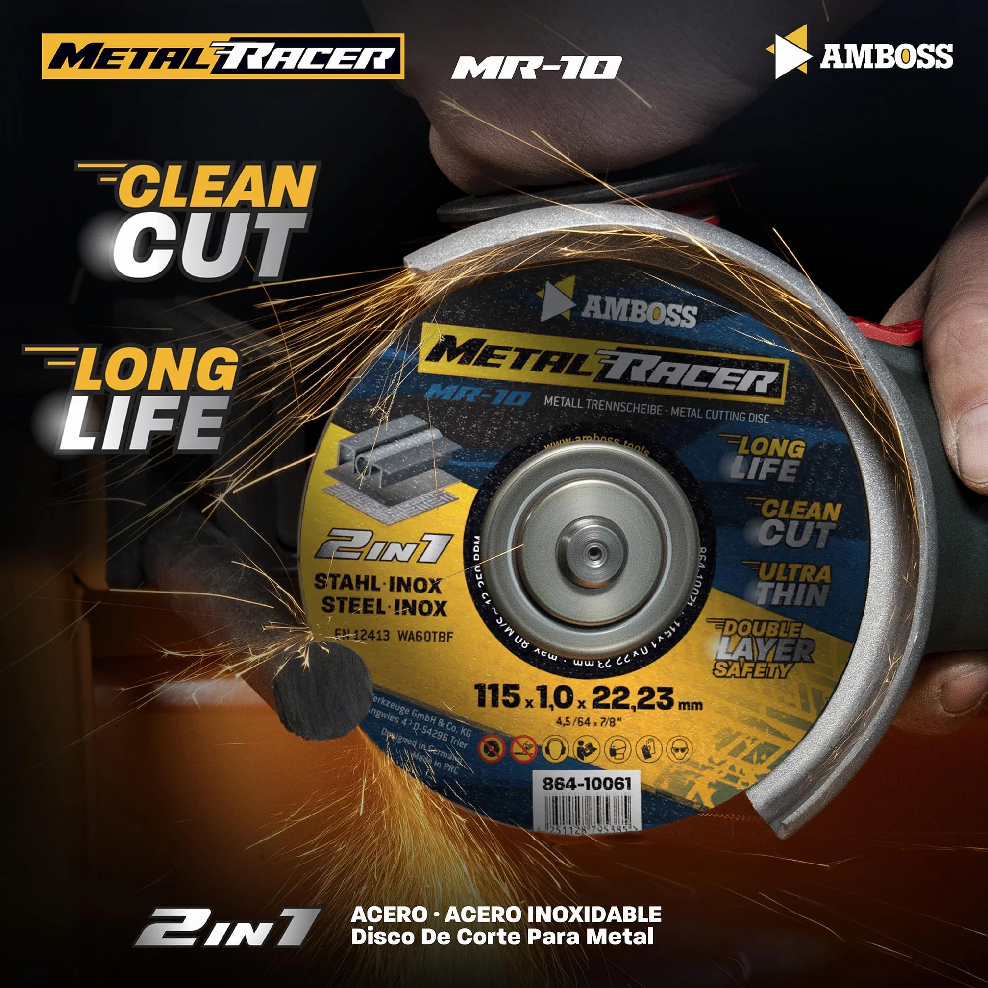 50 discos de corte de metal de 125 x 1 x 22,23 mm – El disco de corte de Metal Racer by AMBOSS WERKZEUGE es adecuado para acero y acero inoxidable