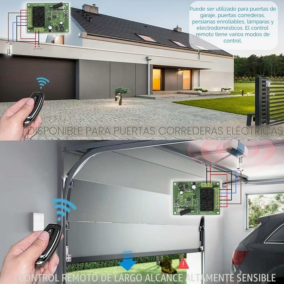 QIACHIP Interruptor de Control Remoto Relé inalámbrico DC 6V 12V 24V 30V 2 Canales,Modulo Receptor RF 433 mhz y 4 Transmisor mando a distancia,para Motor Puerta Garaje, Cortina eléctrica, luz