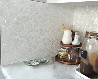 Azulejo de mosaico de concha de espiga de nácar para salpicaduras de cocina, paredes de baño, spas, piscinas