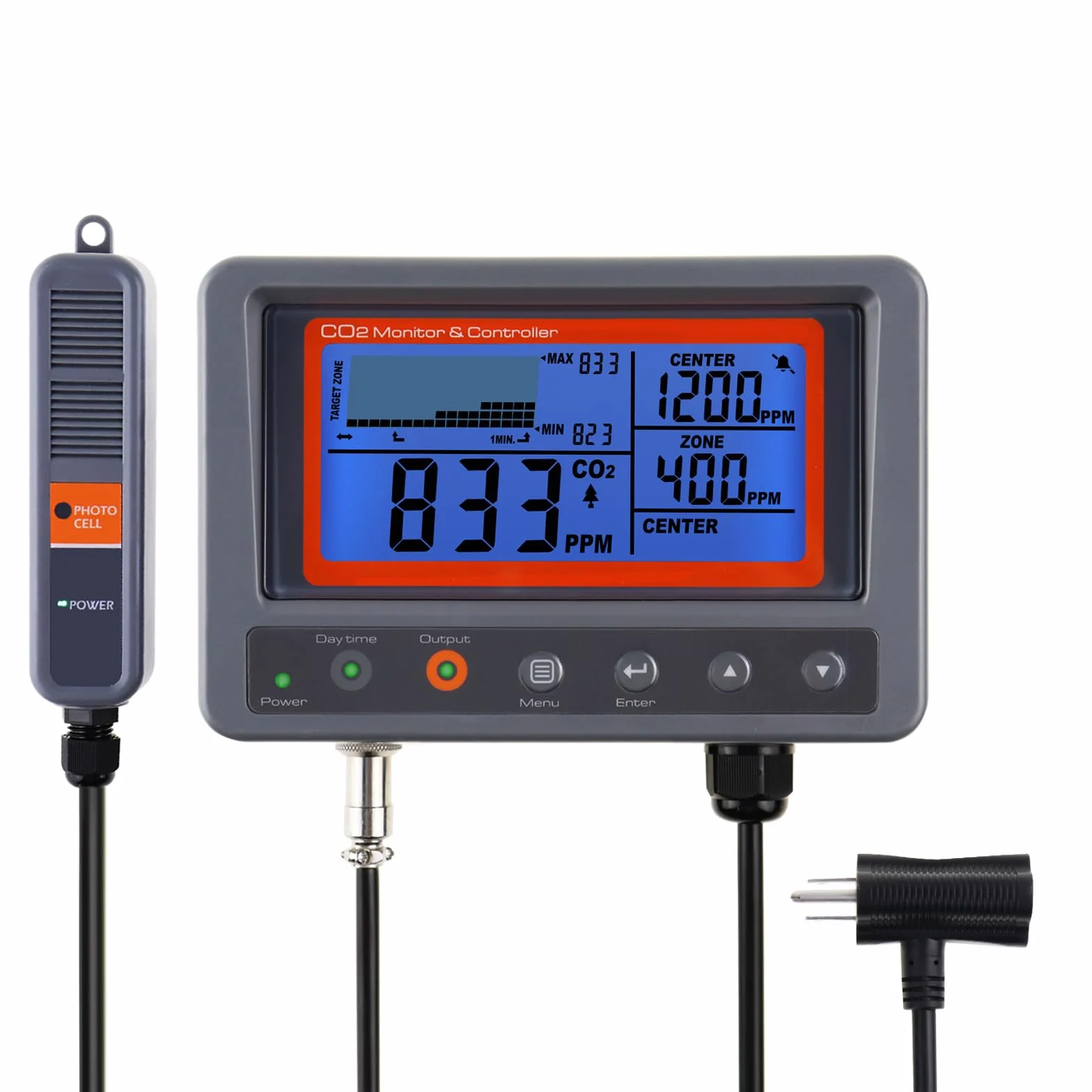 GAIN EXPRESS Controlador de monitor IAQ de dióxido de carbono CO2 digital con función de relé Sonda de detección NDIR de cable de 4,5 m para casa verde, oficina, fábrica