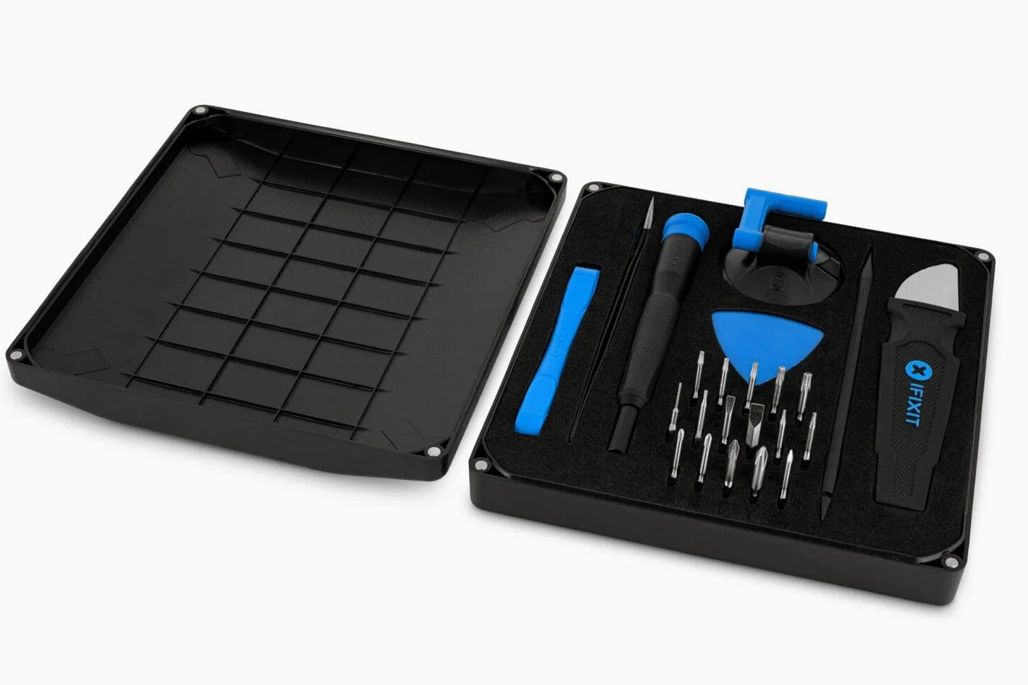 iFixit Essential Electronics Toolkit, Juego de herramientas con 16 puntas de precisión (4 mm) y mango destornillador para reparar moviles, consolas