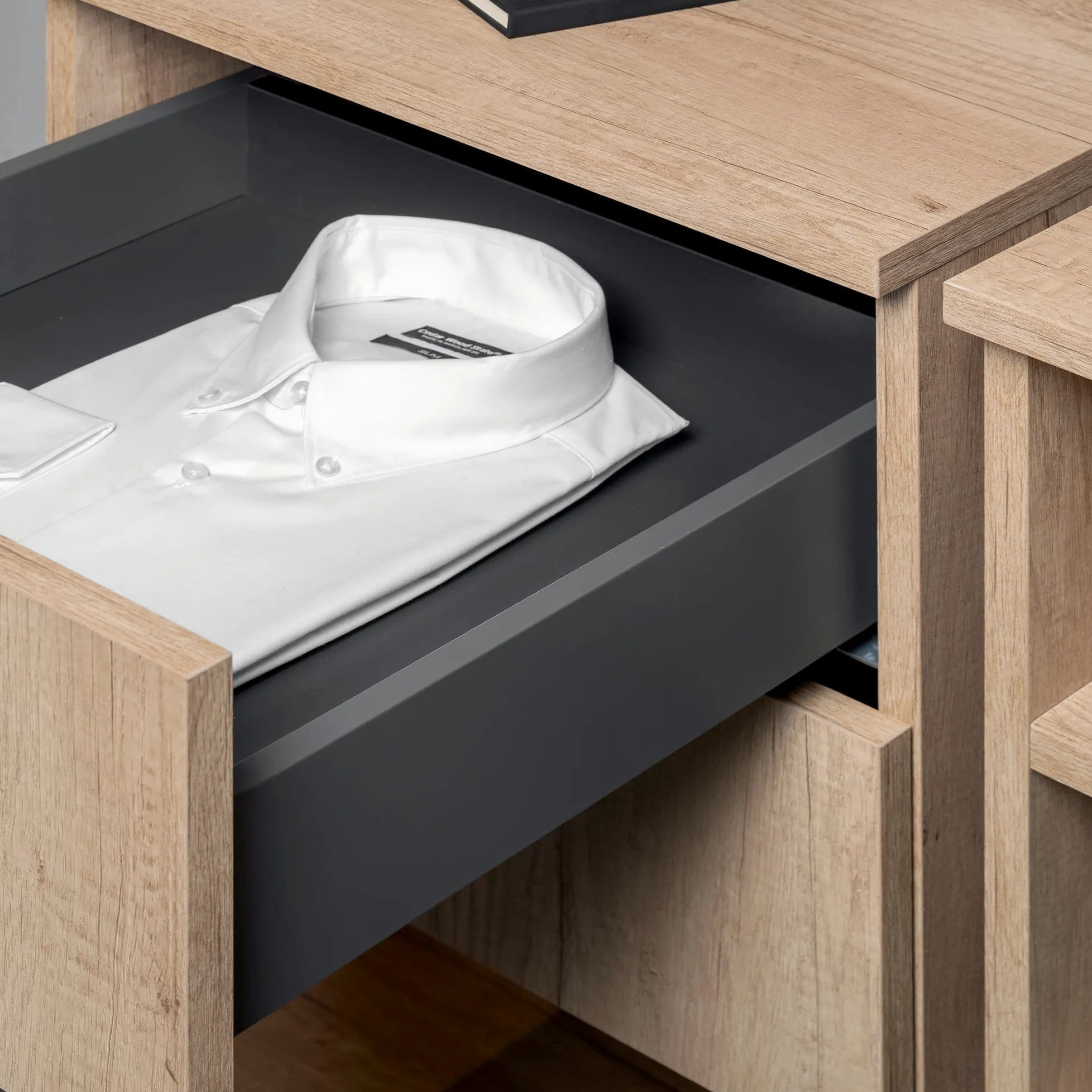 Emuca - Cajones extraibles para cocina Vertex Push Sincro con regulación 3D, H 131mm, 40kg, profundidad 350mm, Acero, Pintado gris antracita