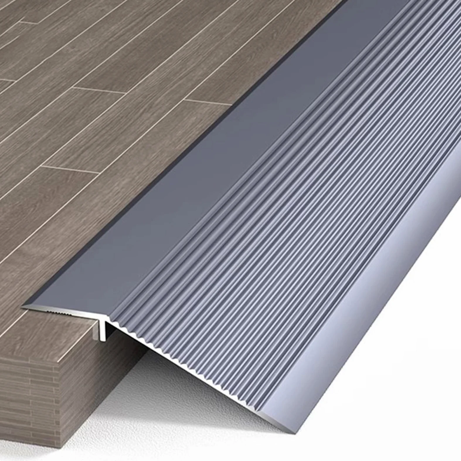 Tiras antideslizantes para suelos de vinilo para azulejos y madera laminada, tiras de juntas de suelo gris oscuro para un flujo suave