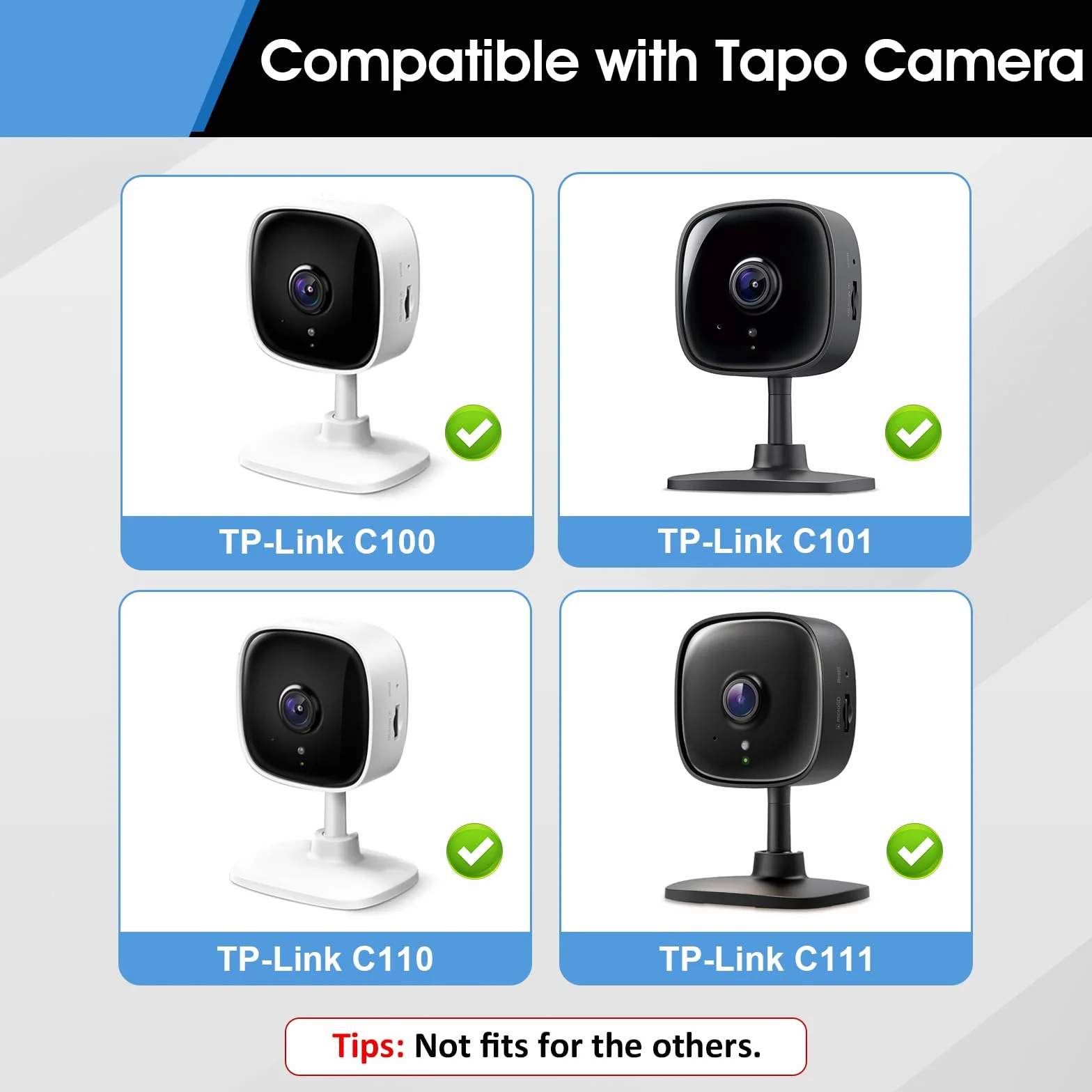 Pack de 2 Soportes de Pared Adhesivos para Cámara de Seguridad Interior Tapo C100, C110 – Instalación Fácil Sin Taladros, Montaje en Ventana para TP-Link