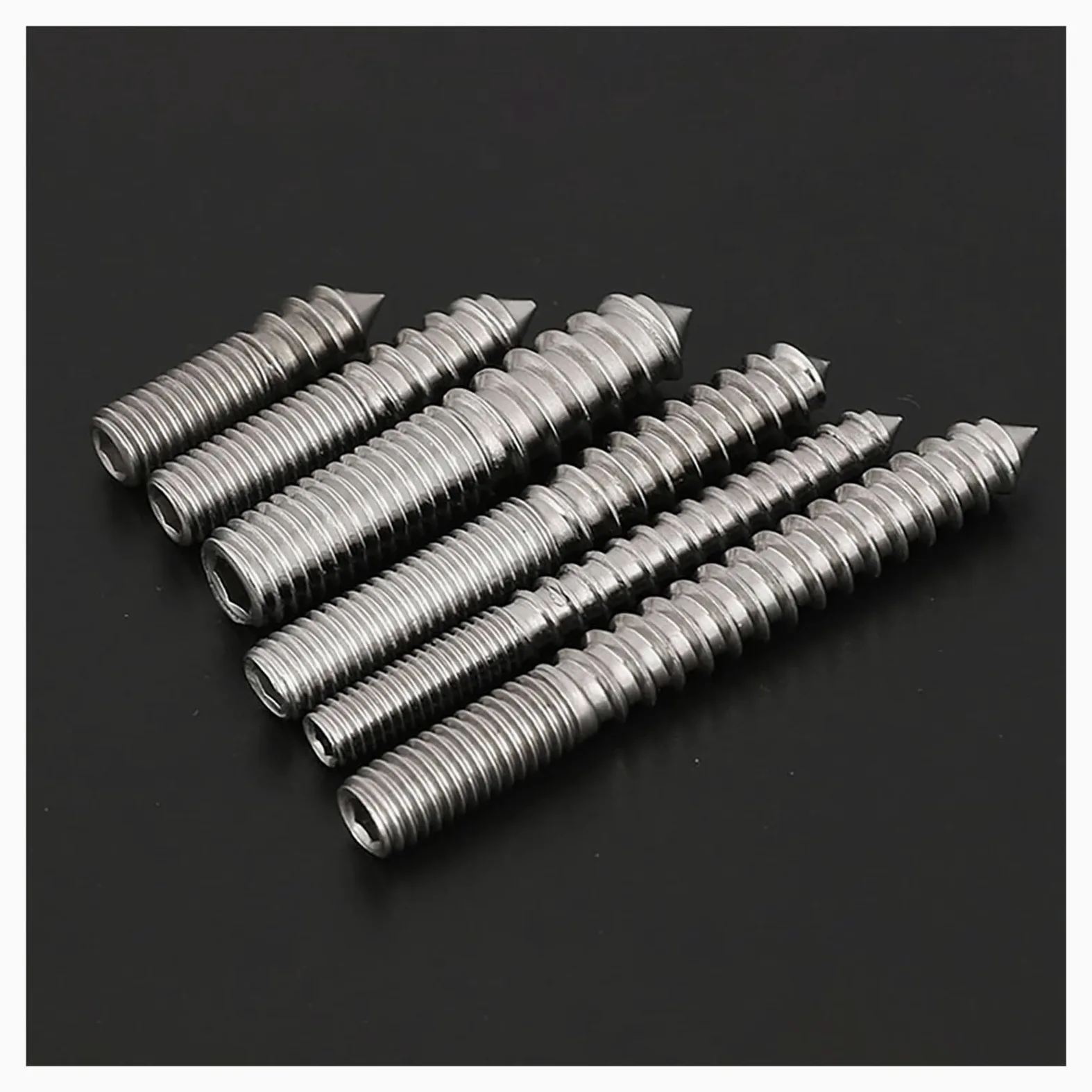 Tornillos de madera a madera con terminación de doble cabeza, tornillos de rosca hexagonales sin cabeza de acero inoxidable 304/tornillos de fijación de doble cabeza M4 M5 M6 M8 M10 M12(Size:2pcs M10x