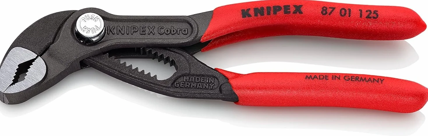 KNIPEX Cobra Tenaza de agarre pico loro con cartulinas autoservicio Mangos plasticos por inmersión antideslizantes 125, 87 01 125 SB