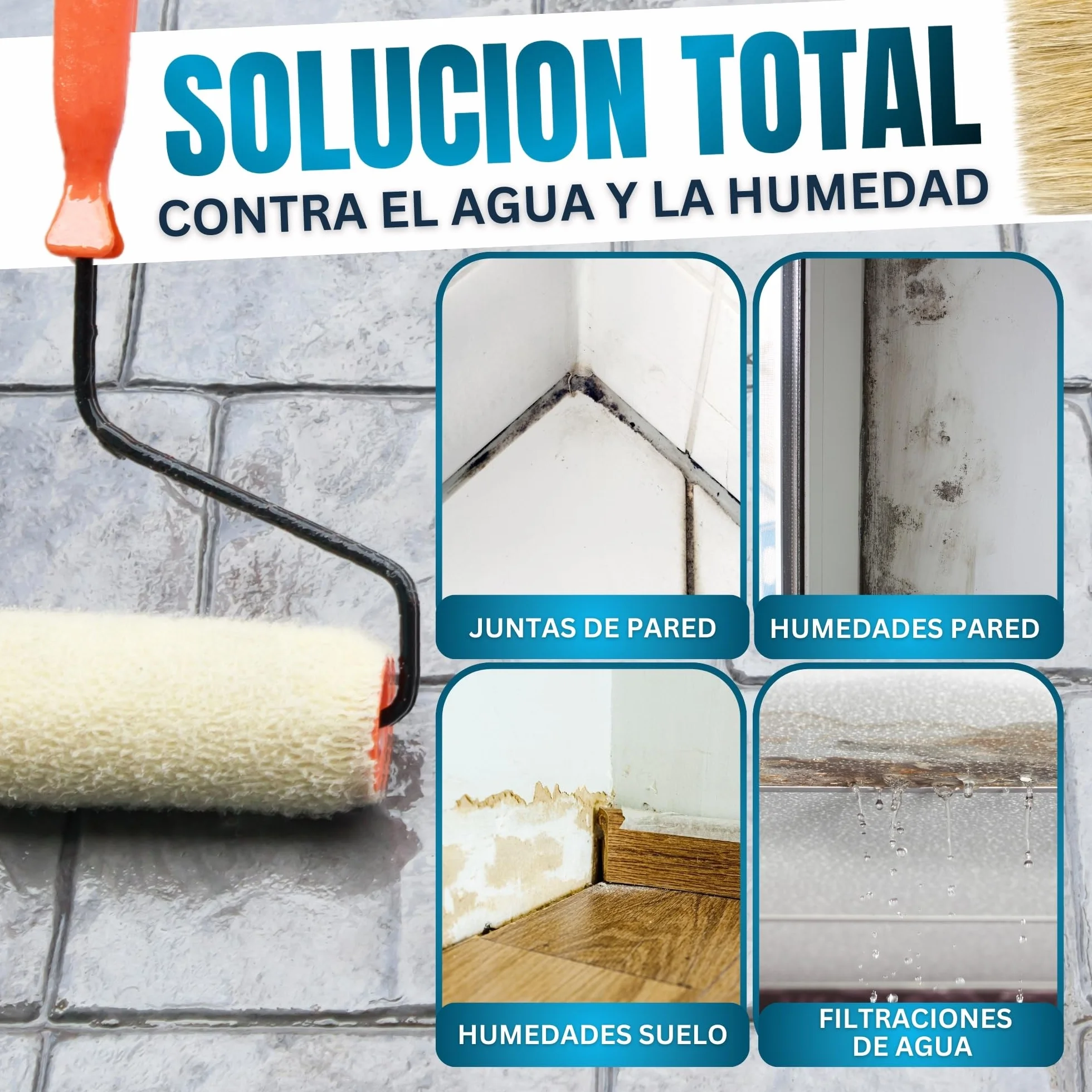 [2kg + Brocha]Impermeabilizante Transparente con Poliuretano, Sellador Impermeable Transparente de Alto Impacto, Revestimiento Impermeable Definitivo Ideales para Techos, Terrazas Interior y Exterior