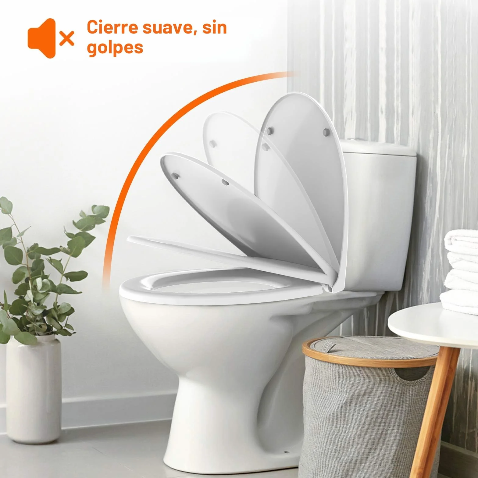 SURFOU Tapa WC Universal, Forma O Asiento Inodoro, Soporta Hasta 150 Kg Tapas de Water, Instalación Sencilla, Desmontaje Rápido y Cierre Silencioso, Adecuado para Baño