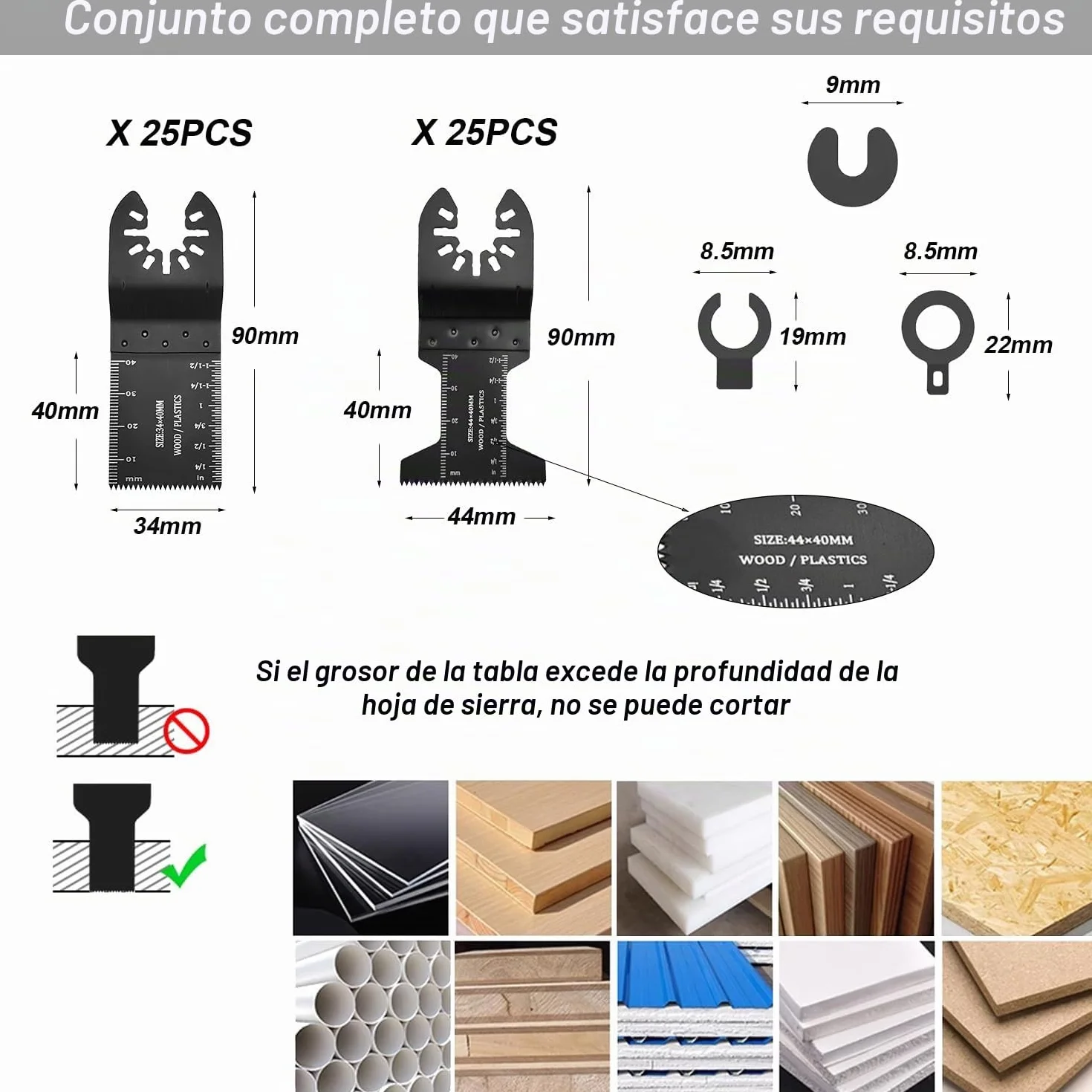 Juego de Hojas de Sierra Oscilantes Cuchillas para Herramientas Oscilantes 53PCS Cuchillas Oscilantes Multiherramienta de Corte Acero Sierra para Madera y Plástico Liberación Rápida con 3 Adaptadores