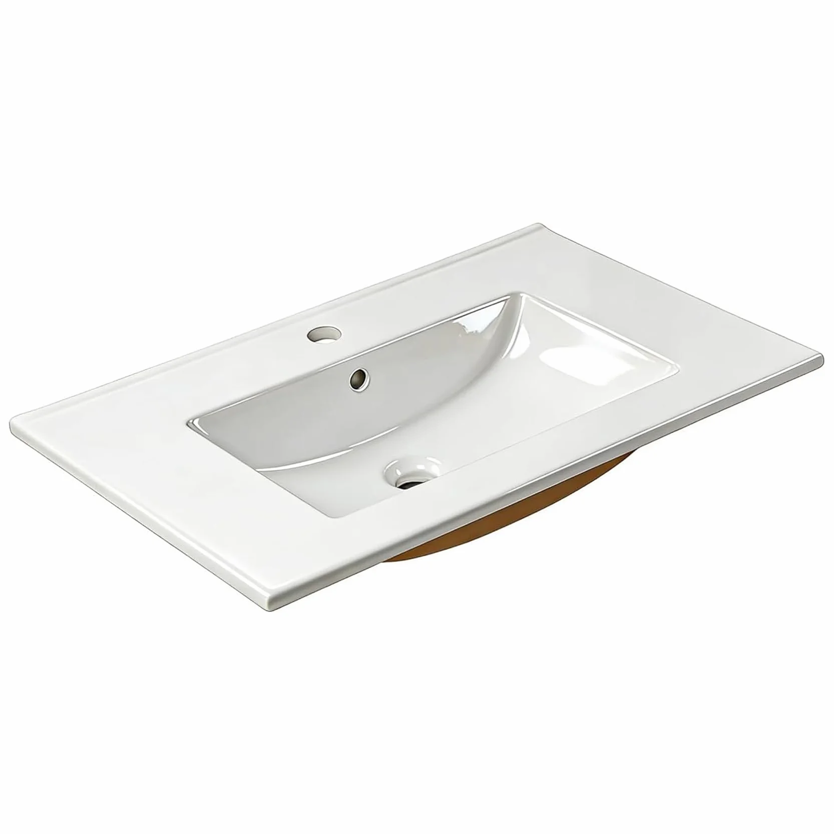 NUESTRA VIDA Lavabo Encastrado 70, Lavamanos Rectangular, Blanco Brillo Fabricado en Porcelana, Compatible con Mueble de Baño 71×46×16 cm (Sin Mueble de Baño)