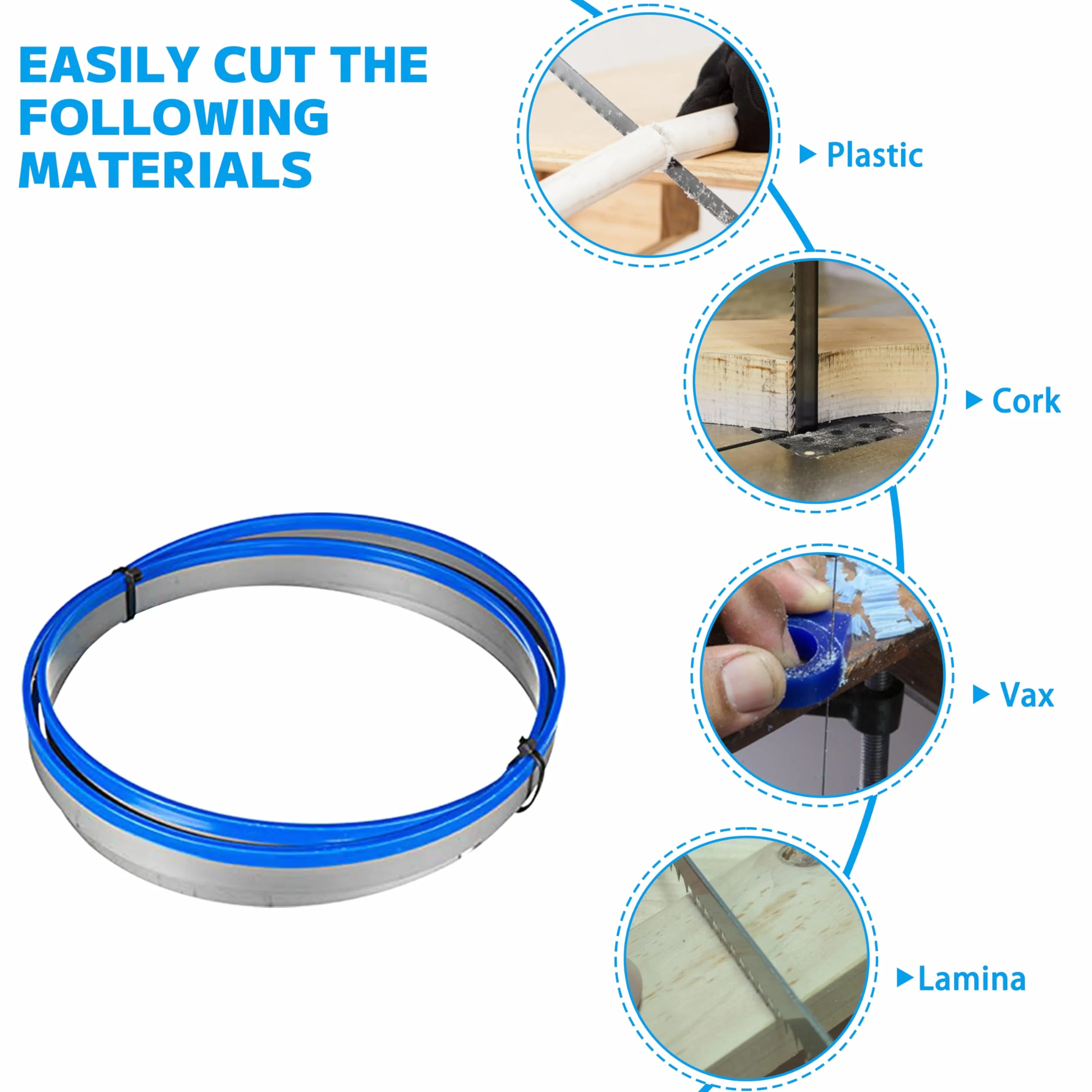 Hojas Sierra de Cinta 1400 x 6,35 x 0,35 mm 10TPI SK5 para Cortar Madera Plastico 2 Piezas