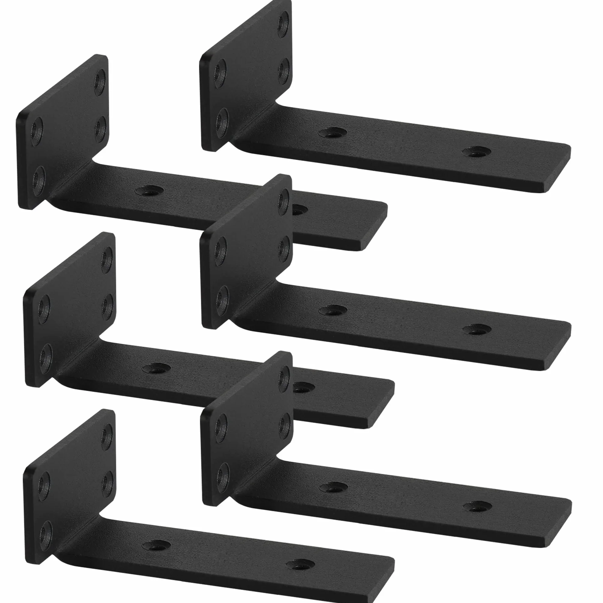 Soporte balda,Escuadras, 6 soportes de estante industriales resistentes de, Escuadras metalicas negro ,L soporte estanteria pared(5mm de grosor),15cm