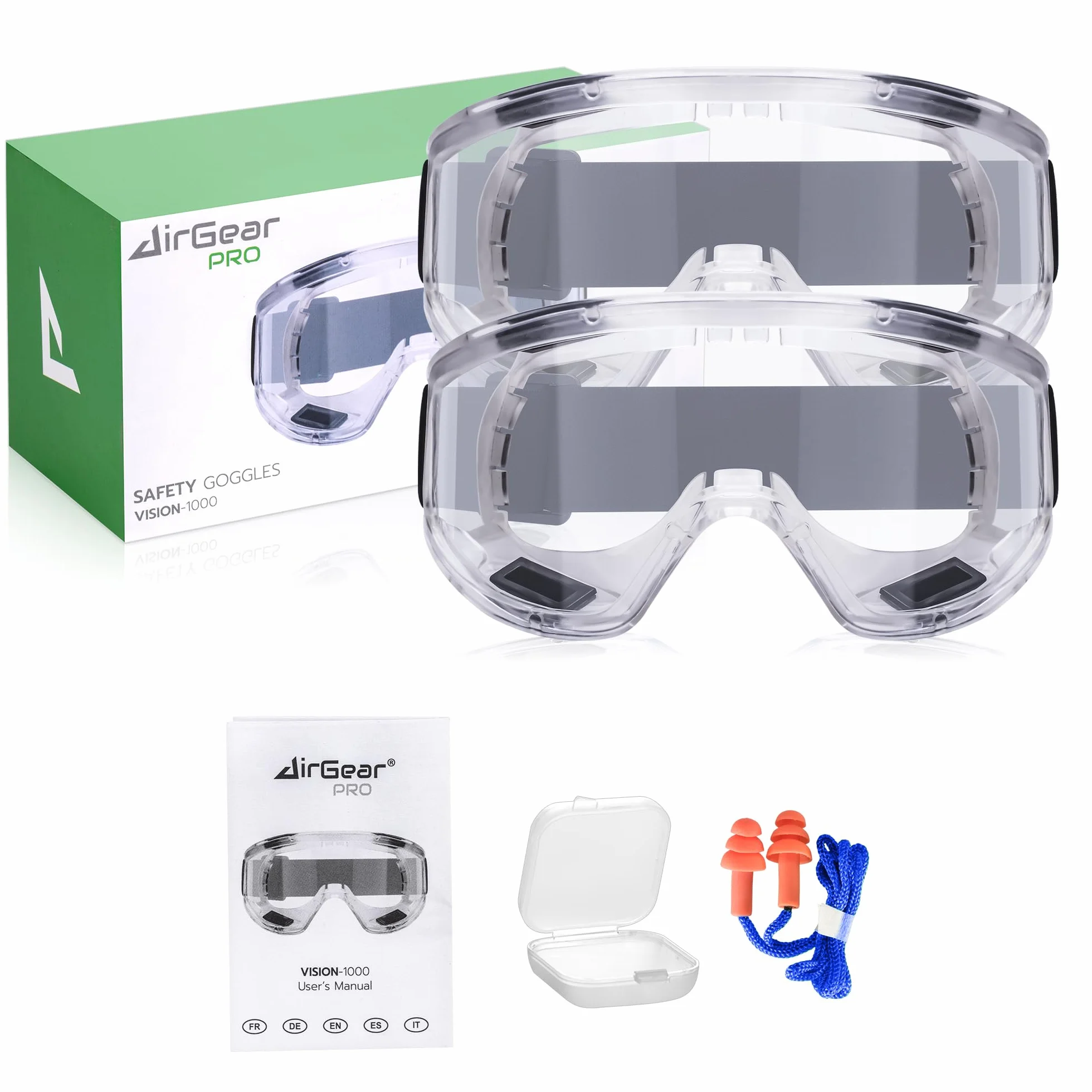 AirGearPro Vision-1000 Gafas de protección antiniebla | Sobregafas de seguridad Antiarañazos Ideal para Bricolaje, Química, Obras