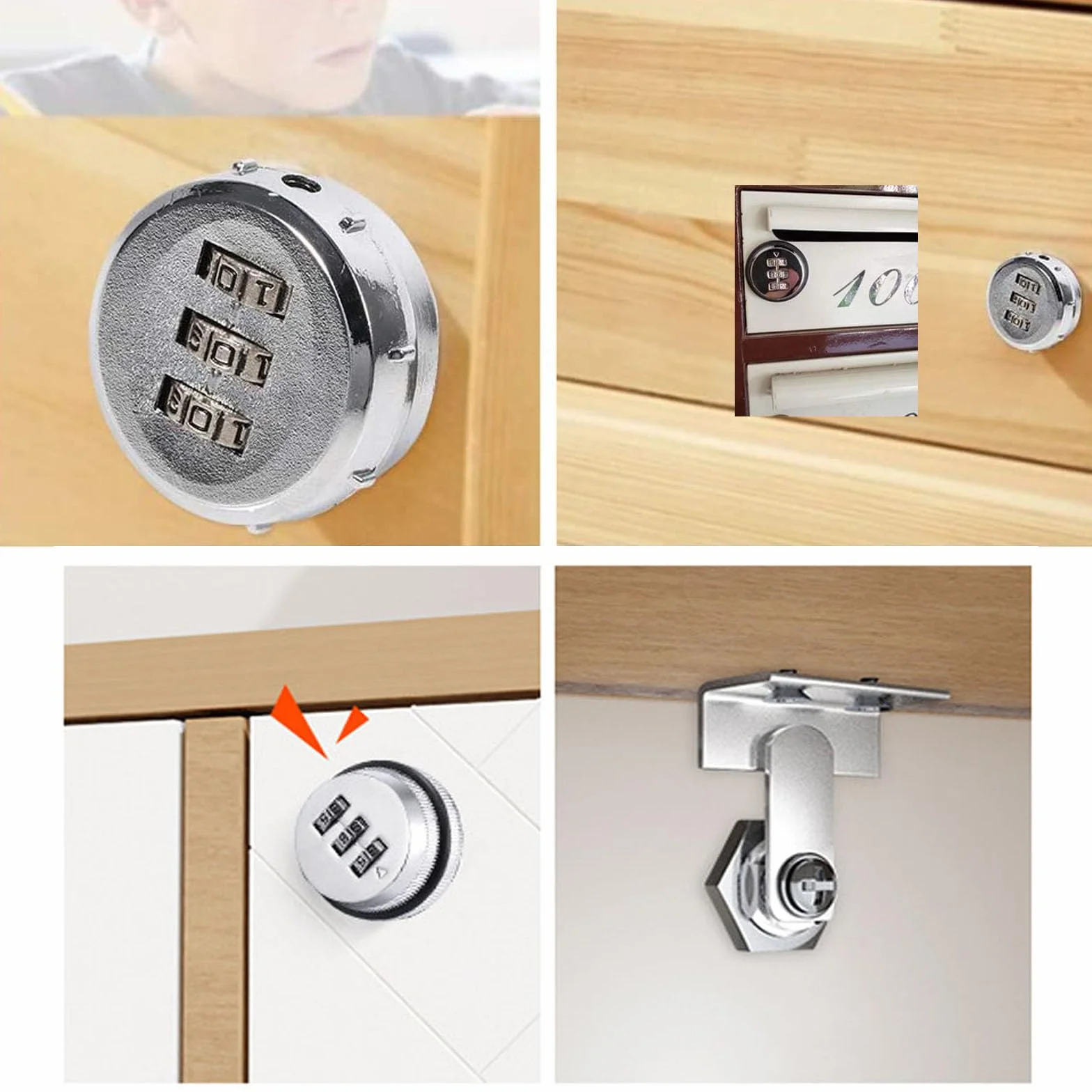 Cerradura de Combinación de Cajón, Codificada Contraseña, Cam Lock, para Buzón de Gabinete, 2 Piezas