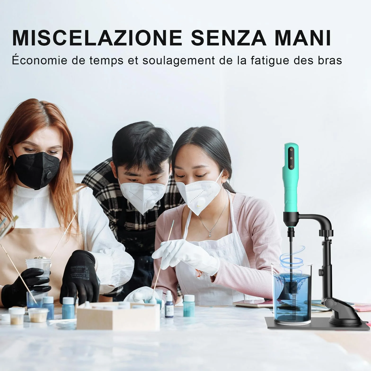 Mezclador de resina epoxi, agitador eléctrico de pintura y mezclador temporizado para resina epoxi, verde claro