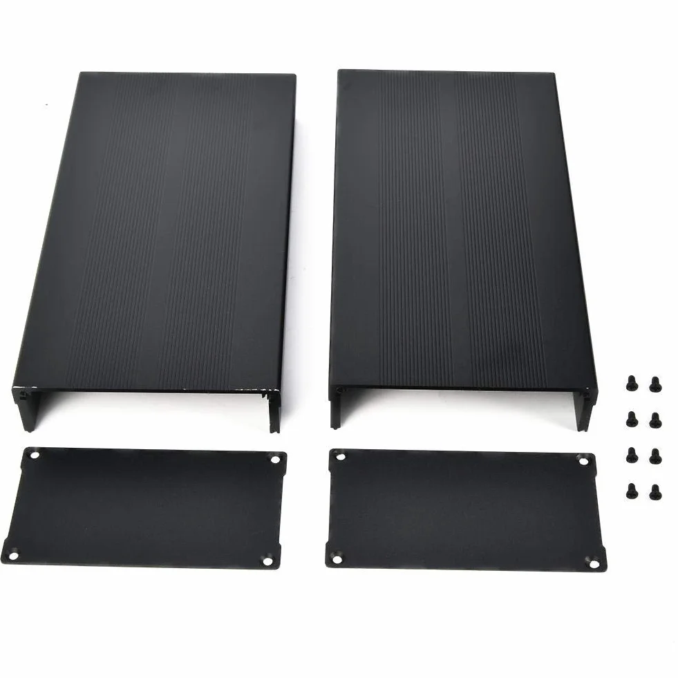 Cajas de Proyecto Walfront - Aleación de Aluminio Negro, 55x106x200 mm (Incluye 2 Cajas, 2 Deflectores y 1 Juego de Tornillos)