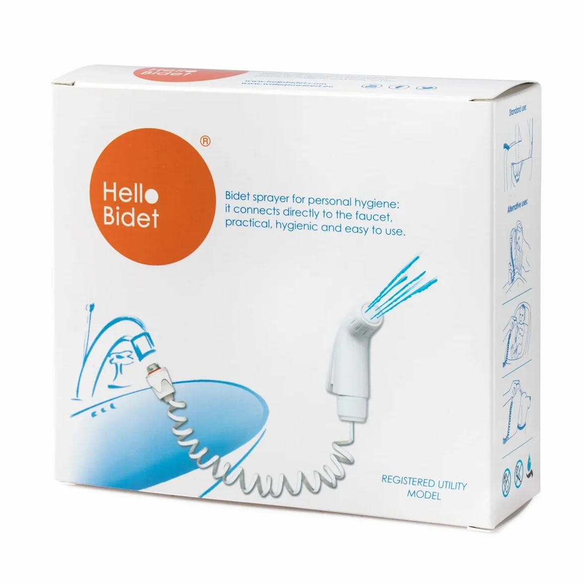 Bidet Portátil HELLO BIDET, Ducha Bidet para Higiene Intima, se Conecta al Grifo, Ducha Intima, Bidé de Viaje, Producto Italiano