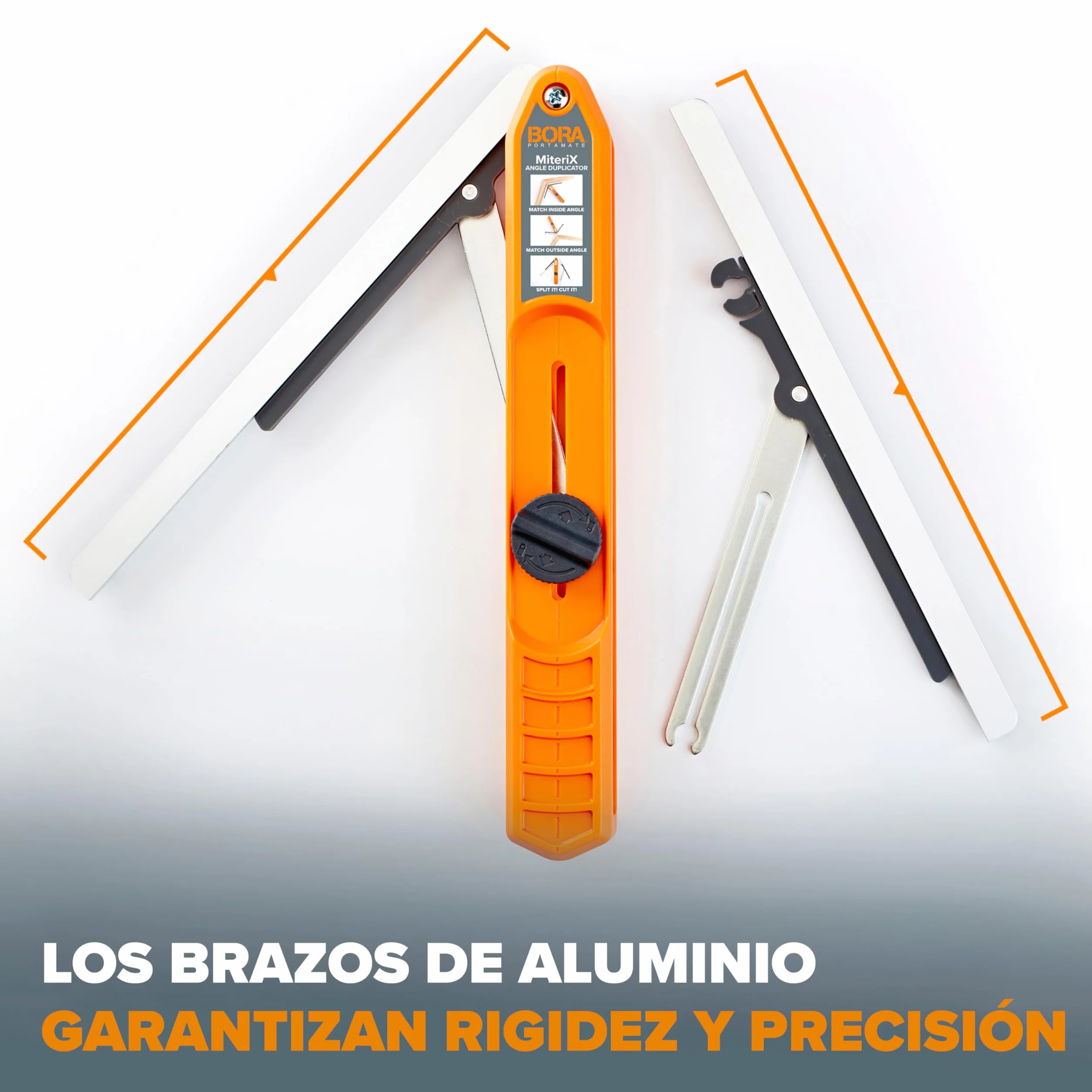 BORA MiteriX Medidor de Ángulos para Cortes de Inglete Precisos, Herramienta de Duplicación de Ángulos, Aluminio