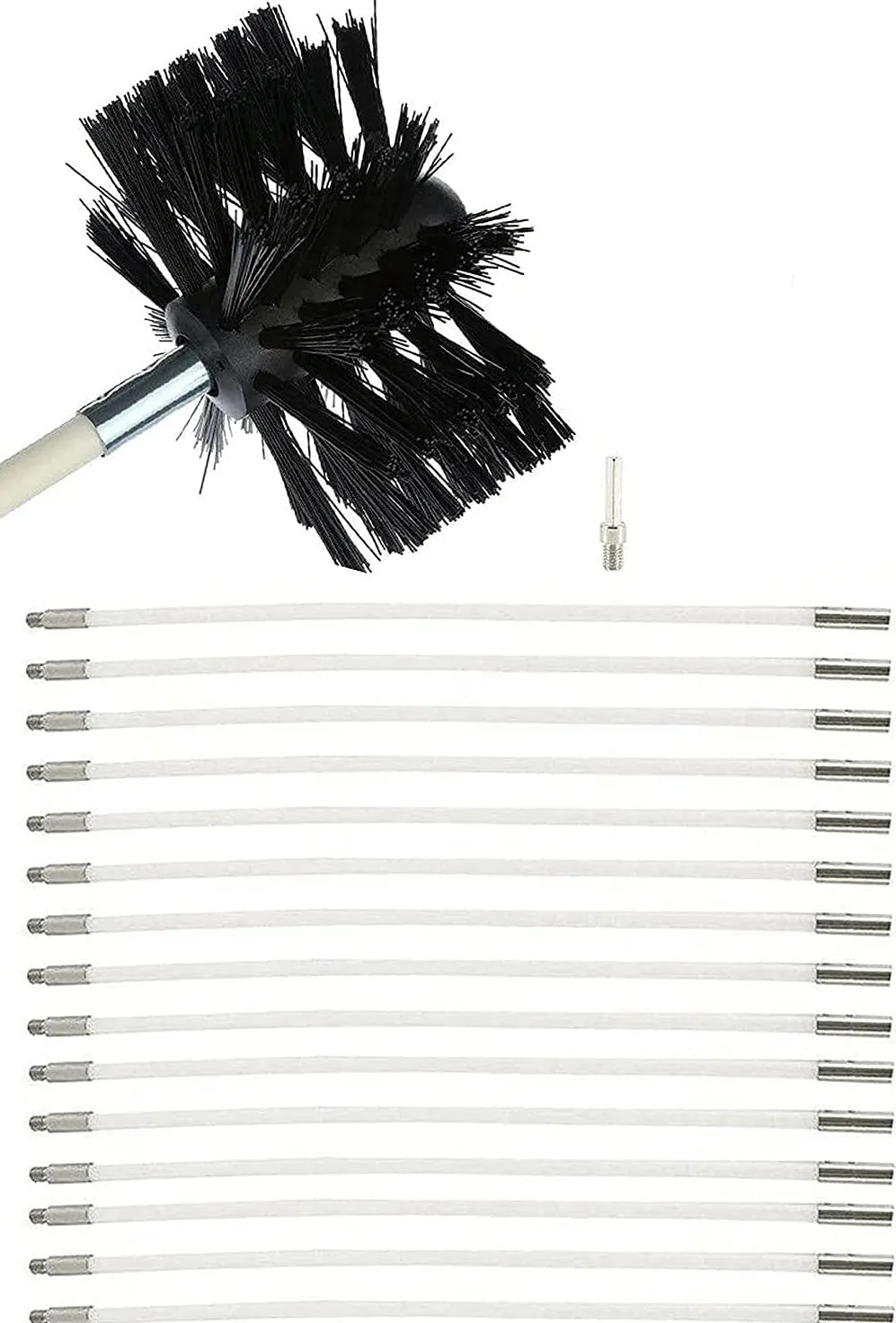 Kit De Cepillos For Chimeneas, 100 Mm De Diámetro, For Tubos De Estufa, Deshollinador, Limpieza, 9 Varillas De 410 Mm For Ventilación De Secadoras De Chimenea(15 Rods,610mm)