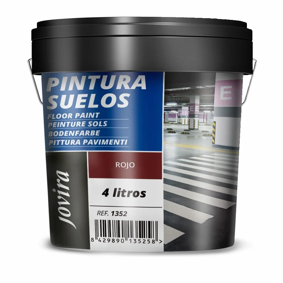 JOVIRA PINTURAS Pintura Suelos, Garajes y Pavimentos Deportivos en general, acabado Mate. Protege y decora las superficies de hormigón, cemento y asfalto. (4 Litros, Rojo) A-17