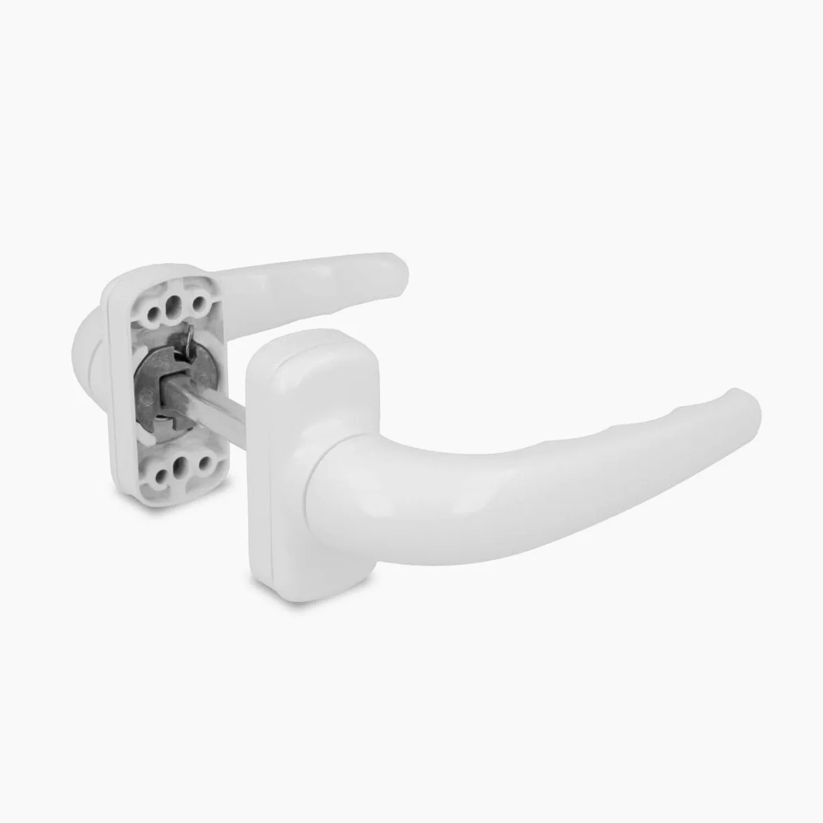 Amig - Juego de Manilla de Roseta Reforzada - Modelo Sendoa - Fabricada en Aluminio - Medida: 125 X 66 mm - Cuadradillo de 8 mm - Blanco