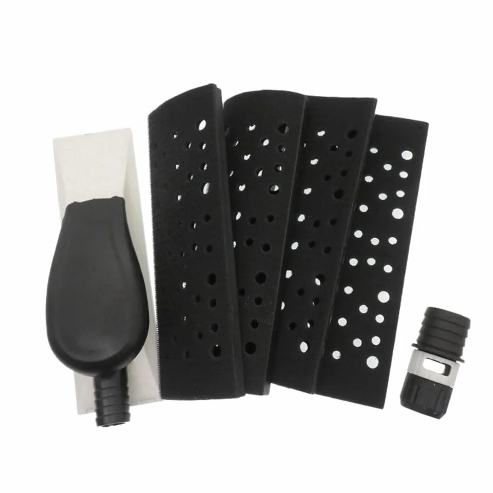 Bloque de Lijado de 200 X 70 Mm, Almohadilla de Esponja para Lijadora Manual al VacíO, Sin Polvo, con 4 Almohadillas de Repuesto para Coche Pulido de Madera