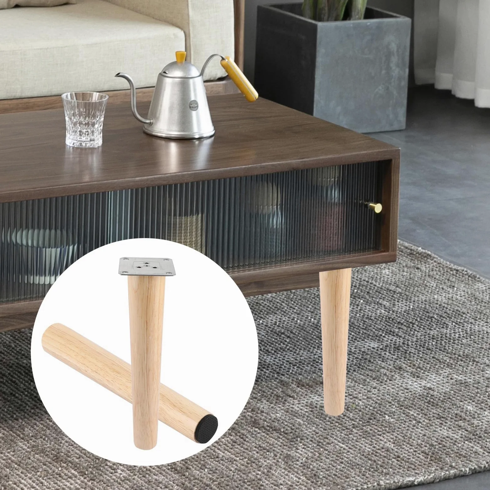 AKOLAFE 4 patas para muebles de madera de roble, 30 cm, patas de madera robustas, patas de muebles redondas, con placas de montaje y tornillos, para cama, armario, silla, mesa
