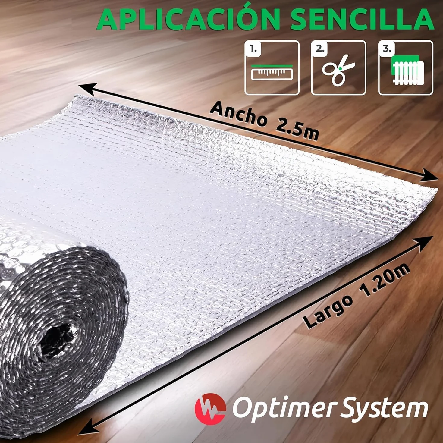 AISLANTE TERMICO MULTIUSOS Rollo 2.5x1.20m 3m² Reduce Frio Calor Ventana Pared Suelo Techo Coche Garaje Camper