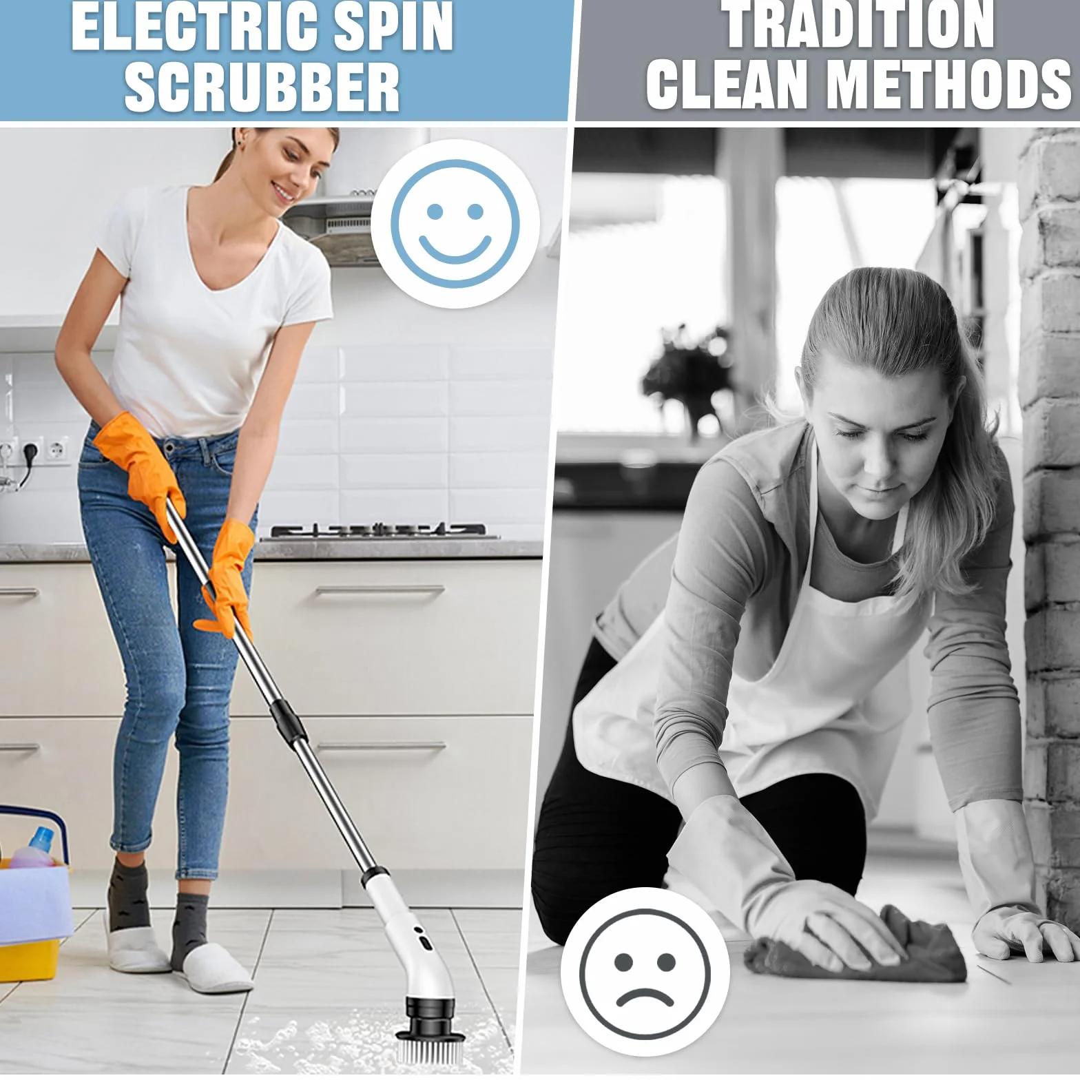 Cepillo Electrico Limpieza Hogar con 10 Cabezales Intercambiables, 3 Velocidades Ajustables 350-450 RPM/min, IPX7 Impermeable, con 140cm Mango Ajustable para baño, Cocina, Coche