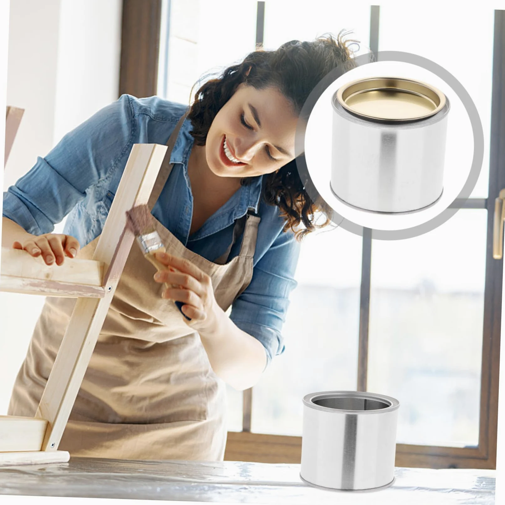 LOLIPPYY Lata De Pintura Metálica Redonda Para Mezclar, 0,3l, 8 Unidades, Color Tapa Aleatorio, Material Hierro, Almacenamiento De Tinta y Pintura, Uso Hogar y Fábrica, Manualidades