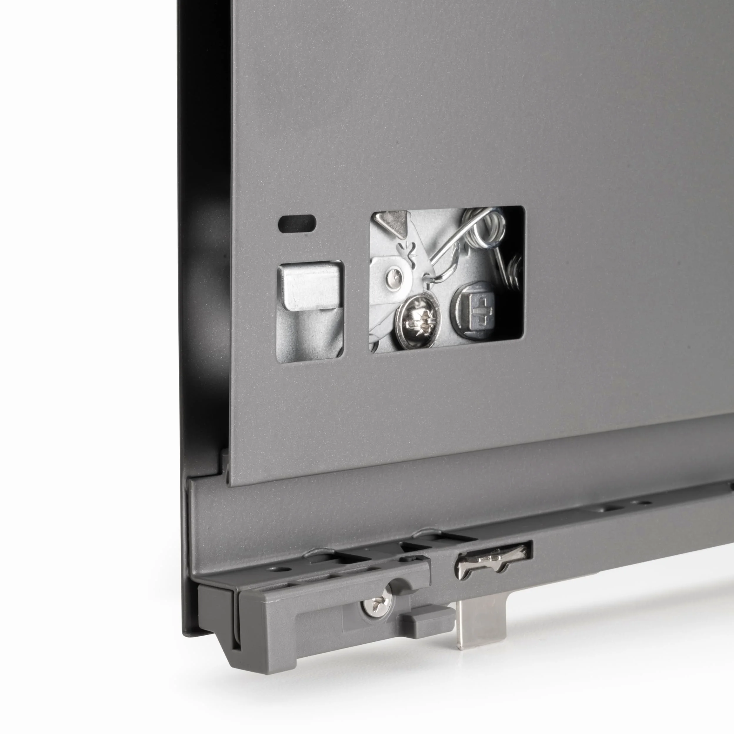 Emuca - Cajones extraibles para cocina Vertex Push Sincro con regulación 3D, H 131mm, 40kg, profundidad 350mm, Acero, Pintado gris antracita