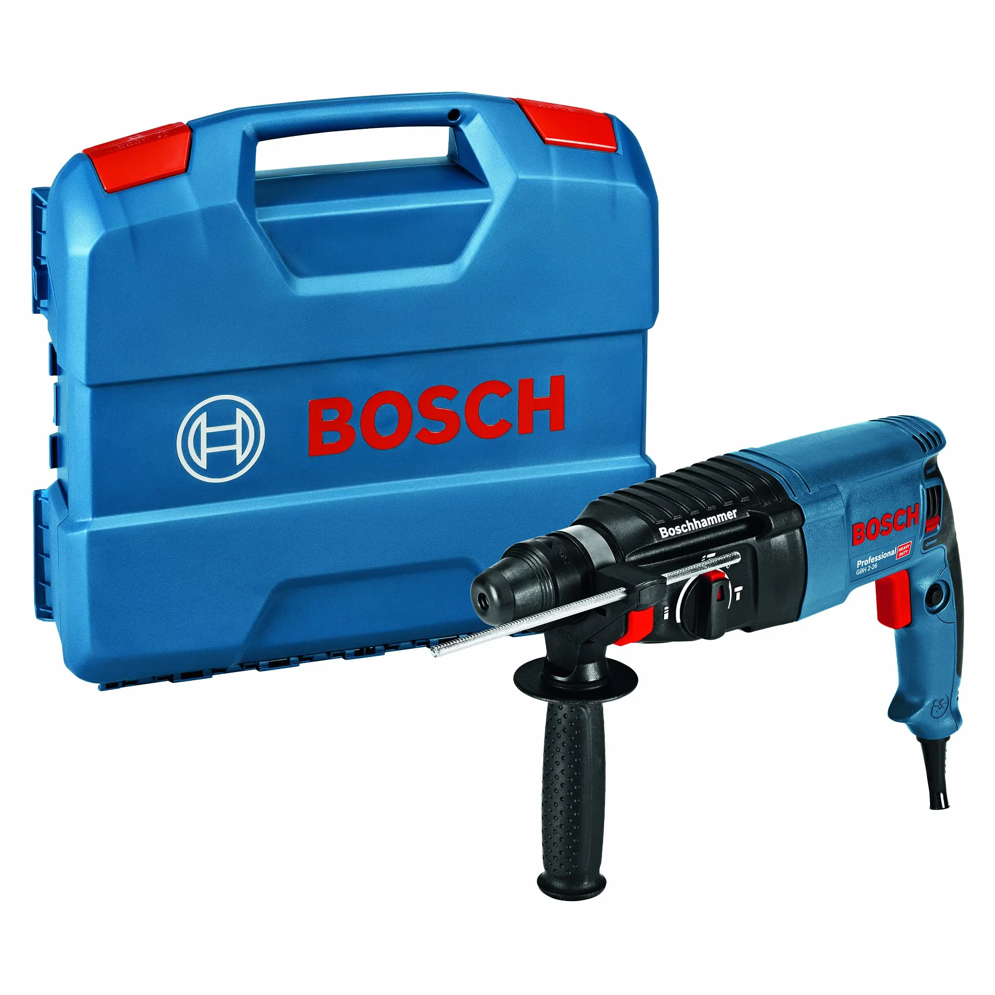 Bosch Professional martillo perforador GBH 2-26 (potencia 830 W, portaherramientas SDS plus, incl. profundidad retráctil, empuñadura auxiliar, paño para la máquina, maletín)