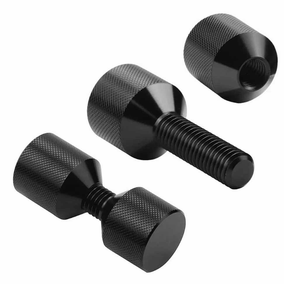 1-1/8 "Pin de alineación de brida de dos orificios 6061 Acabado de óxido negro anodizado de aluminio Construcción ligera