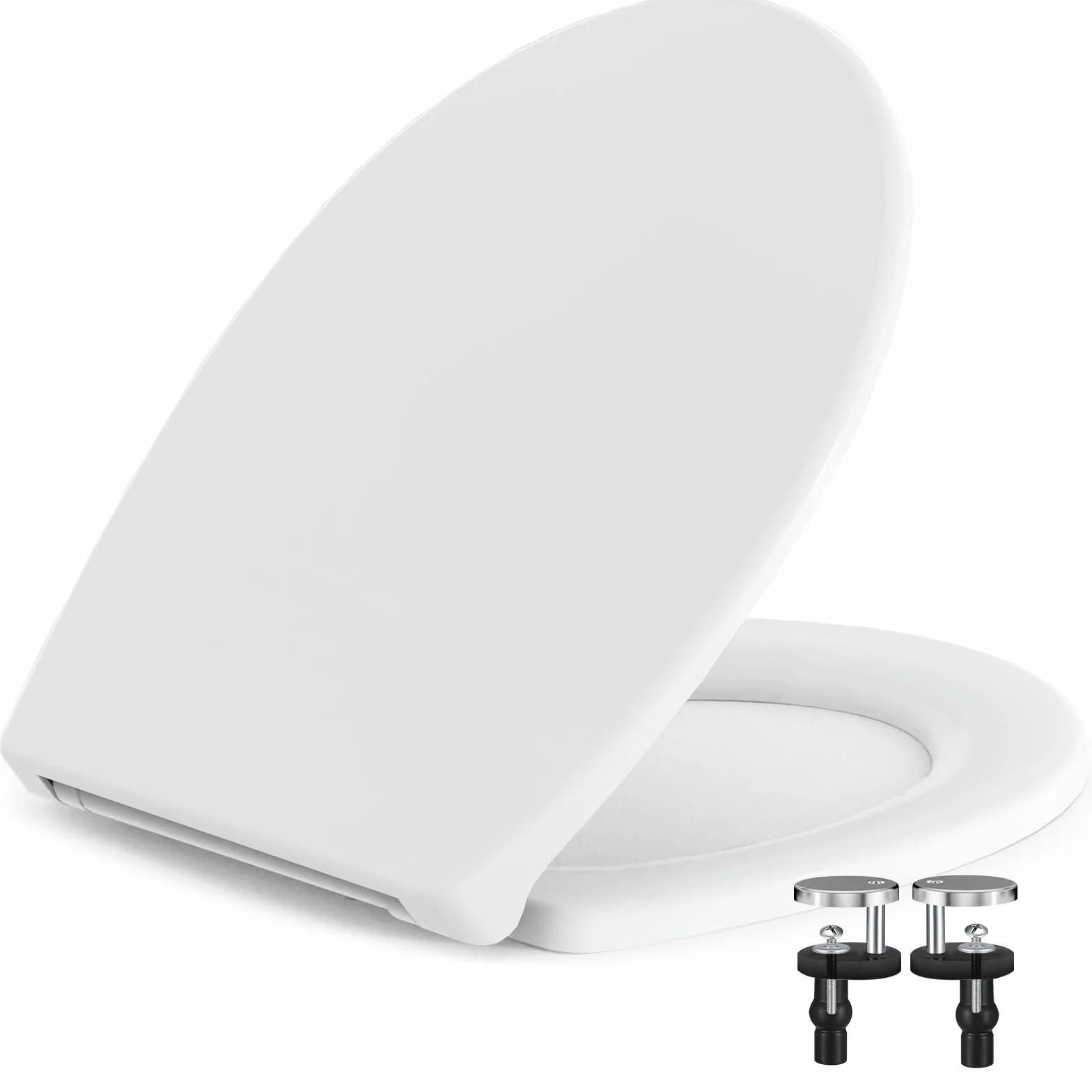 SURFOU Tapa WC Universal, Forma O Asiento Inodoro, Soporta Hasta 150 Kg Tapas de Water, Instalación Sencilla, Desmontaje Rápido y Cierre Silencioso, Adecuado para Baño