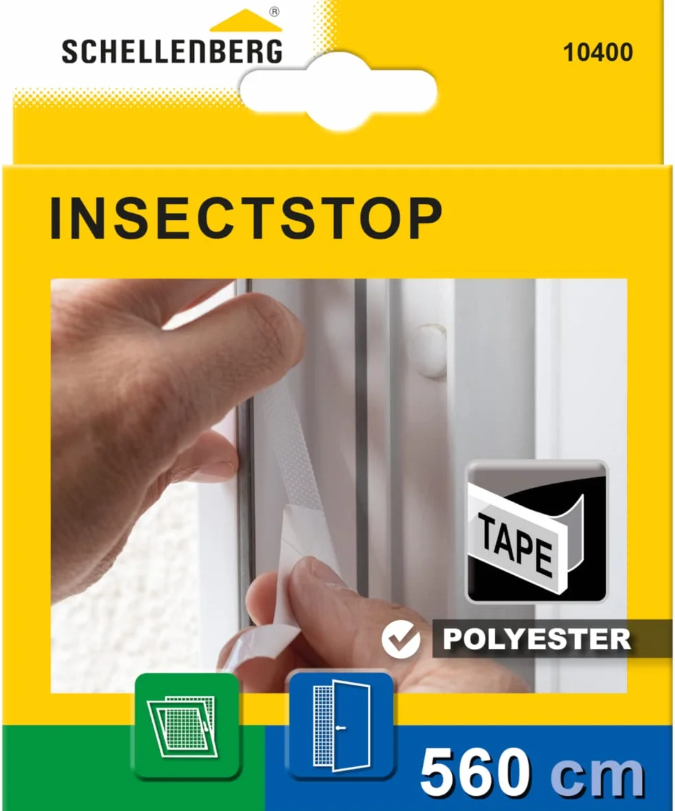 Schellenberg 10400 Cinta de fijación para mosquitera de poliéster, semitransparente, 5,6 m