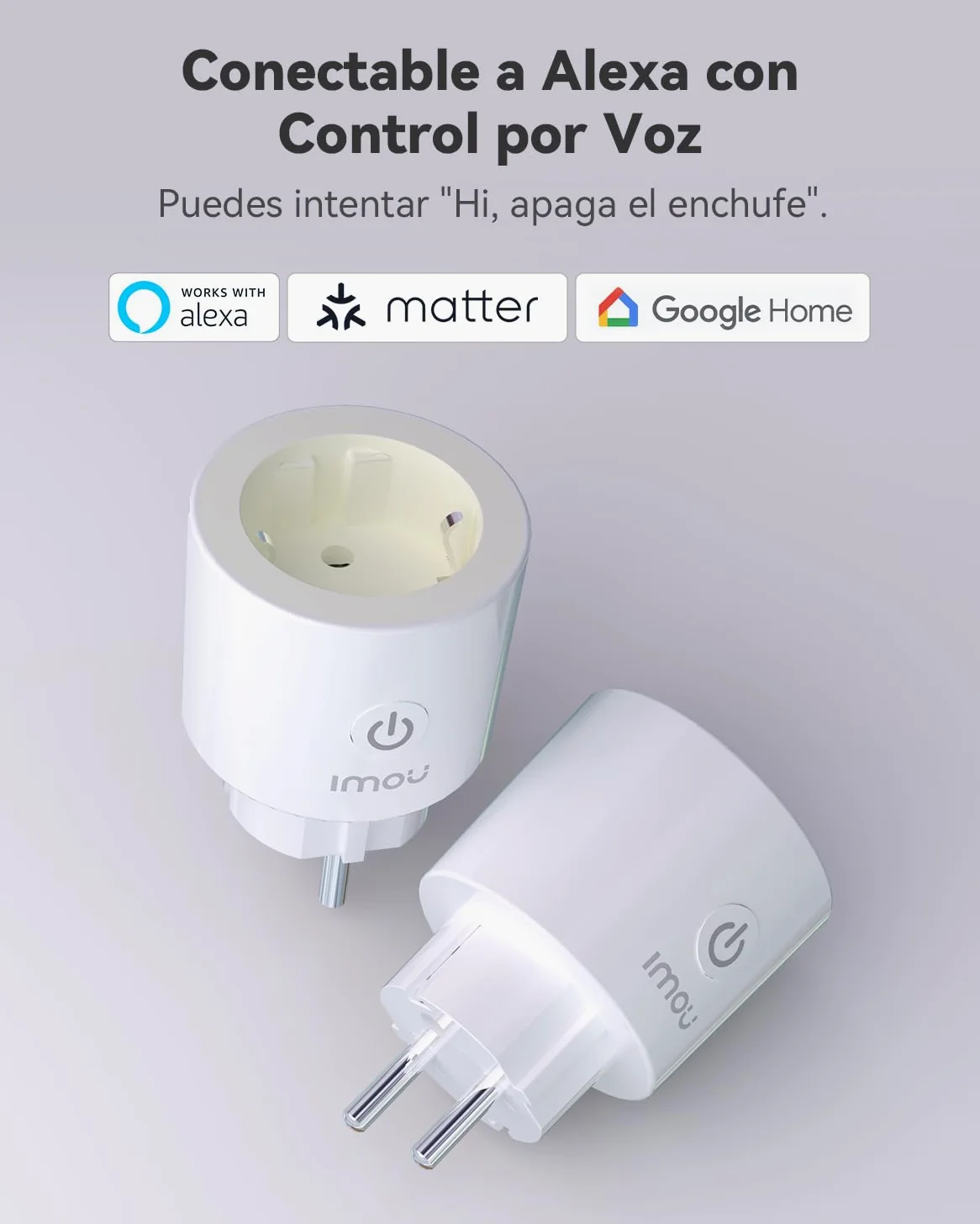 Imou Enchufe Inteligente CE2P (2 Paquetes), Enchufe Wi-Fi 16A para Matter, Monitorización de Energía, Monitor de Consumo Eléctrico, Compatible con Alexa & Google, Control Remoto por App ImouLife
