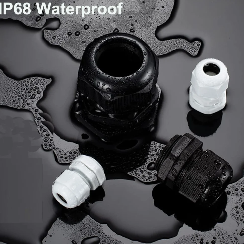 GUUZI 52pcs PG7 Prensaestopas IP68 Plástico Impermeable Ajustable 3,5-6mm Juntas Negro
