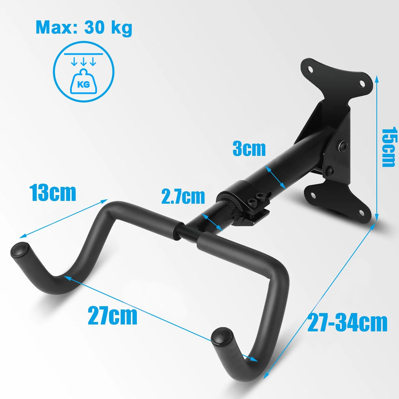 Soportes de Pared para Bicicleta 30 kg 360° Brazo Telescópico Plegable 90° Protección EVA 8 mm