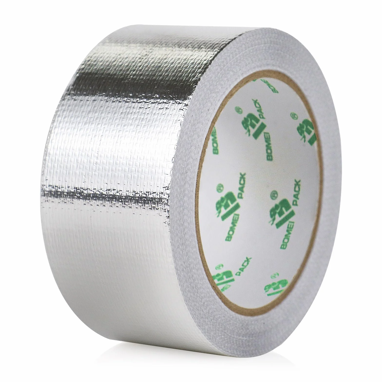 BOMEI PACK 50mmx20m Cinta adhesiva de aluminio reforzada aislante térmico - Rollo de aluminio adhesivo de alta temperatura de reparación - Cinta de Aluminio para Sellar Sistemas