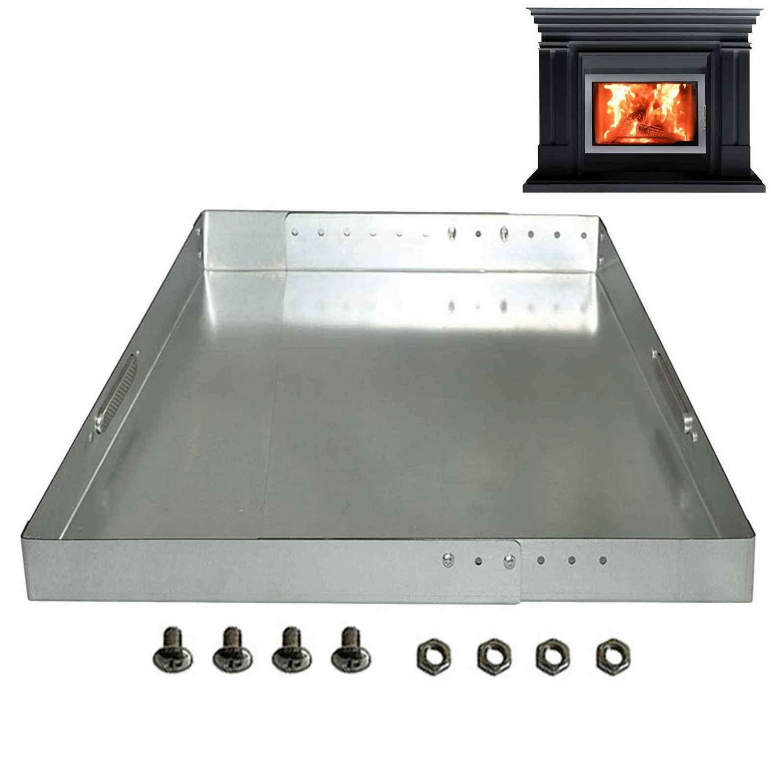 Bandeja de chimenea, bandeja de cenizas de chimenea - Soporte de emprendería de acero con paquete de asquerosos con paquete de tornillo | Accesorios para el lugar para el hogar del hogar resistente al