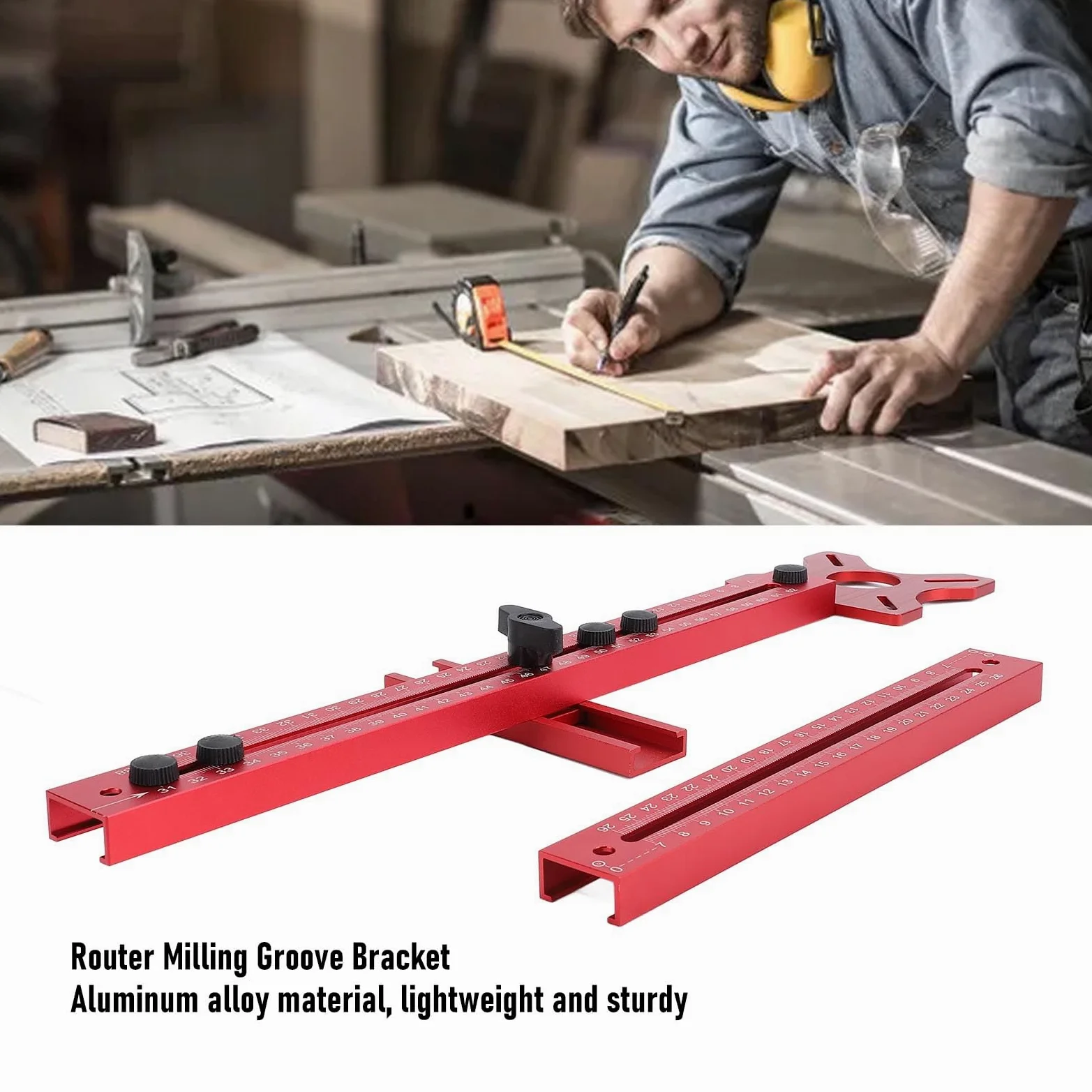 Jig de Corte de Círculo de Aleación de Aluminio para Carpintería de Carpintería, Guías de Enrutadores de Carpintería, Herramienta de Carpintería de Precisión, Recorte y Surcos