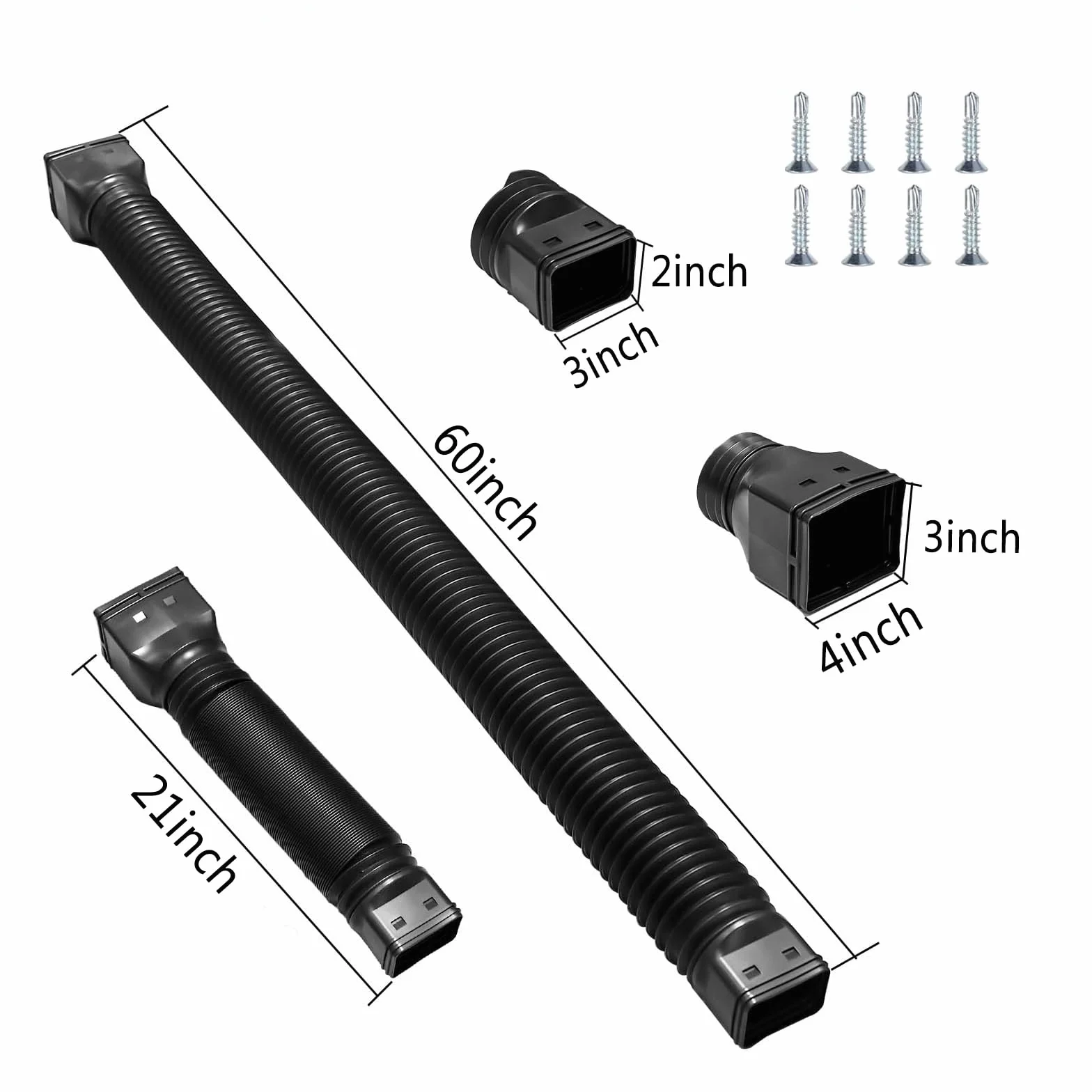 2 Piezas Extensión de Canalón de Lluvia, Extensor de Bajante de Lluvia Drenaje Retráctil para, Conector de Drenaje de Diseño Dividido de 21-60 Pulgada para la Mayoría de los Desagües Residenciales