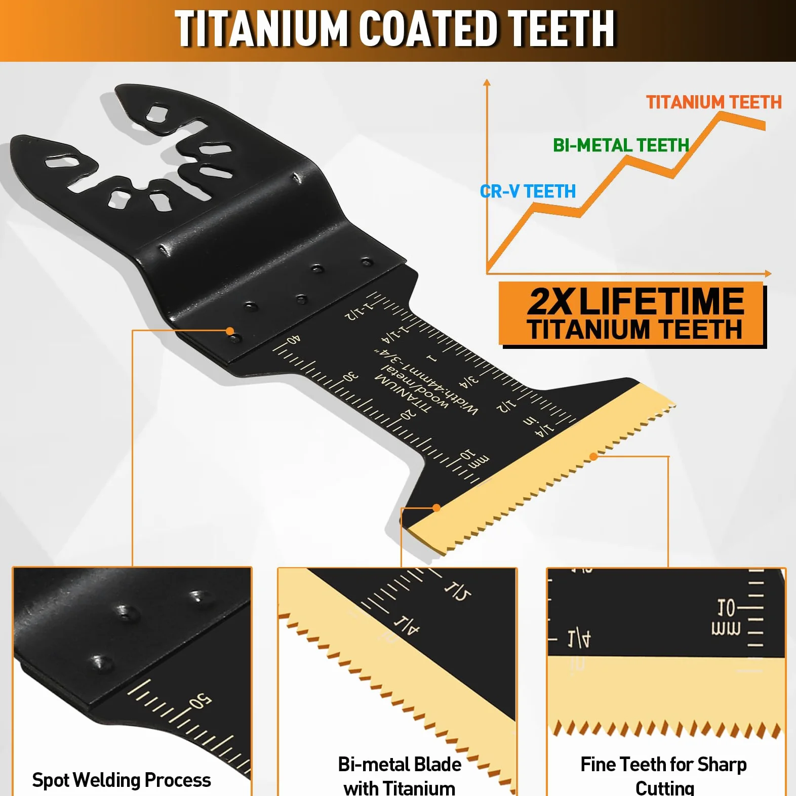 16 hojas de sierra oscilantes de titanio para corte de metal, cuchillas multiherramienta universales para materiales duros, metal, clavos, madera, plástico, kits de cuchillas multiherramienta