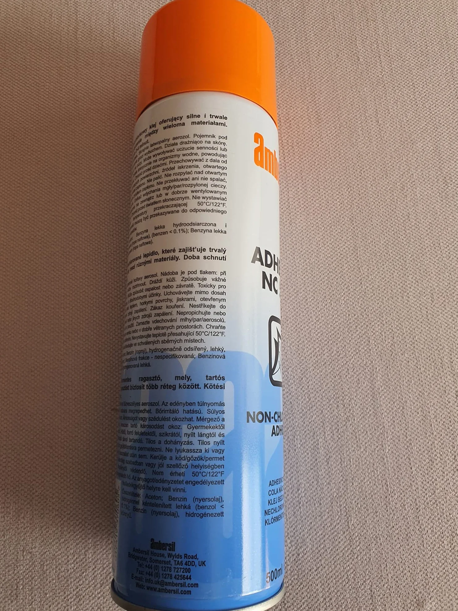 ADHESIVO NO CLORADO EN SPRAY Pegamento IDEAL para AUTOMOCIÓN (1 BOTE, SPRAY AMBERSIL/500 ML) (1)