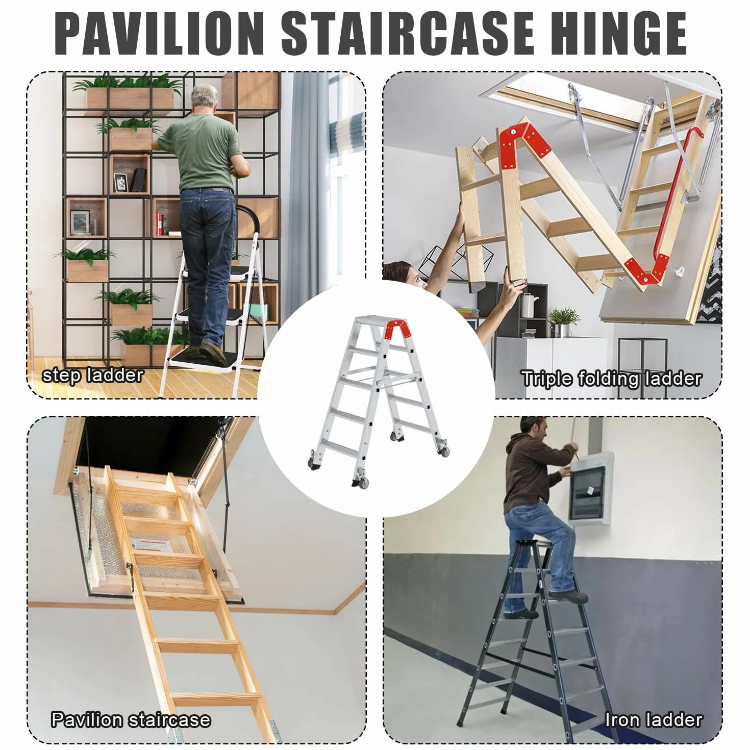 Bisagras para Escalera de Ático, Accesorios para Escaleras Plegables de Aluminio, Piezas de Recambio para Reparar Escaleras de Ático Antiguas, 2 Piezas
