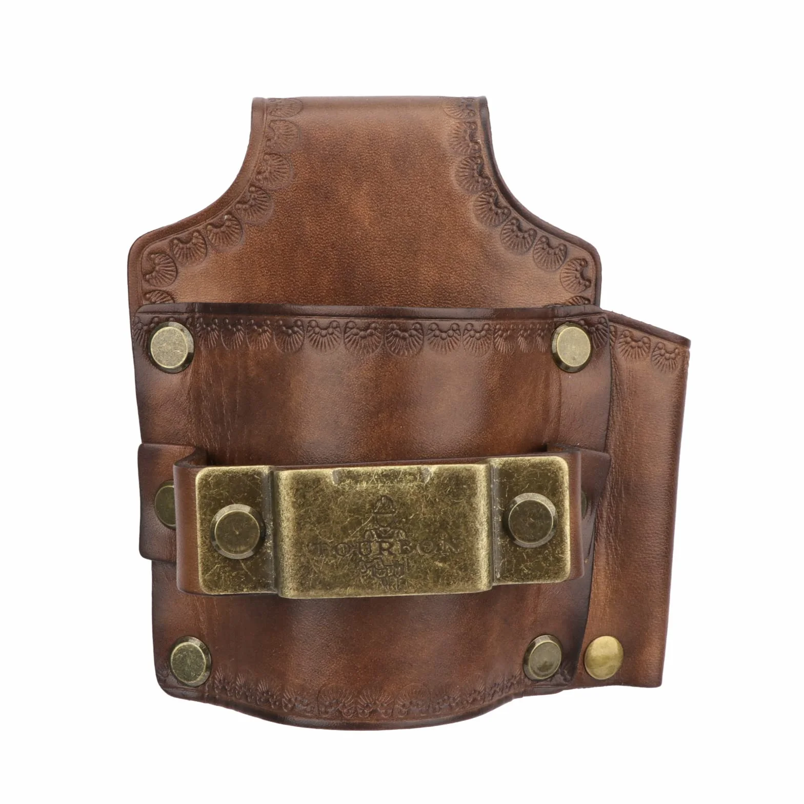 TOURBON 3mm Funda de Cuero para Herramientas Martillo Lazo Cinta métrica Clip Portalápices para cinturón
